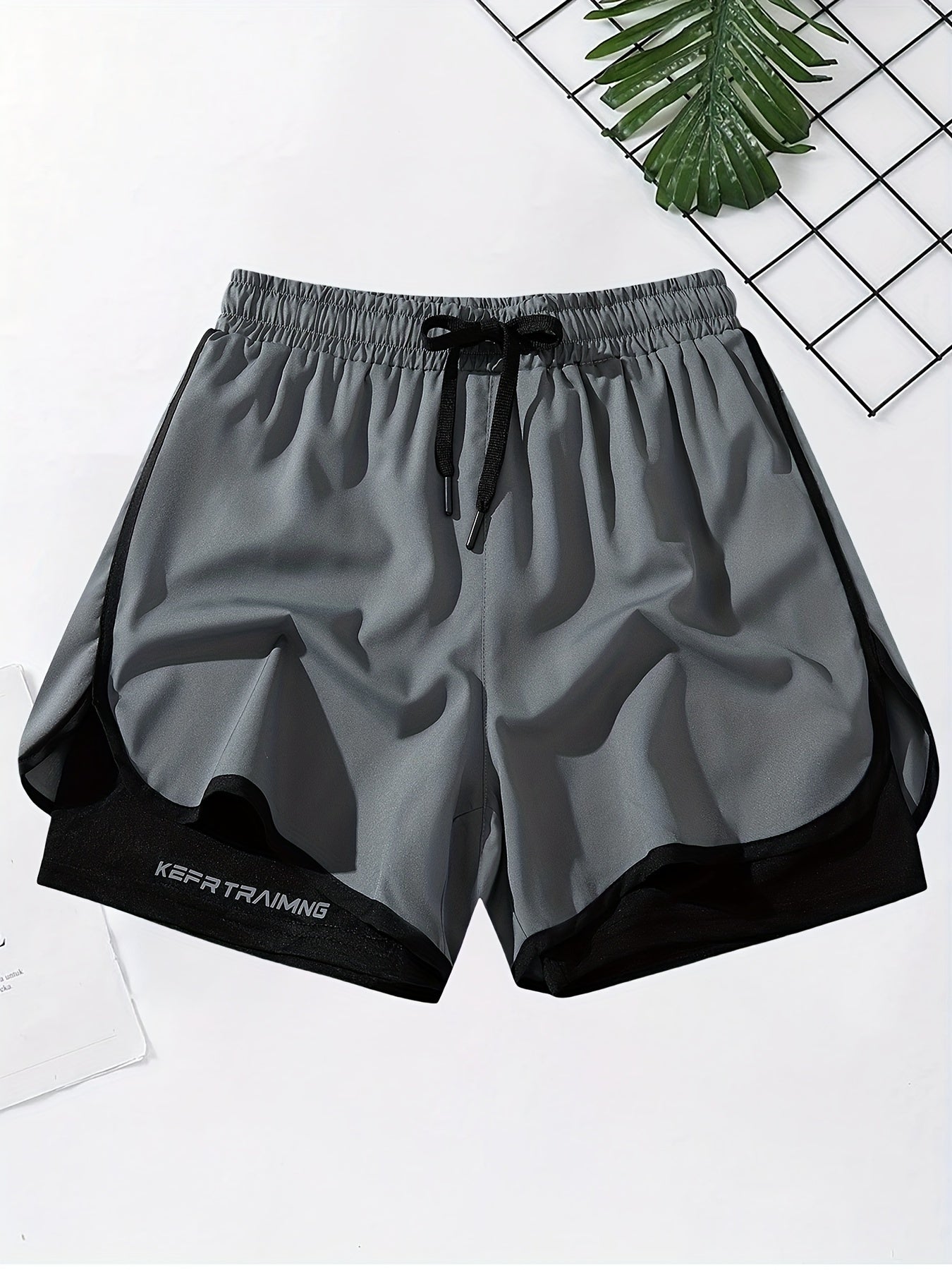 3 Pcs Men's Stylish Solid Two-Piece Drawstring Shorts with Pockets