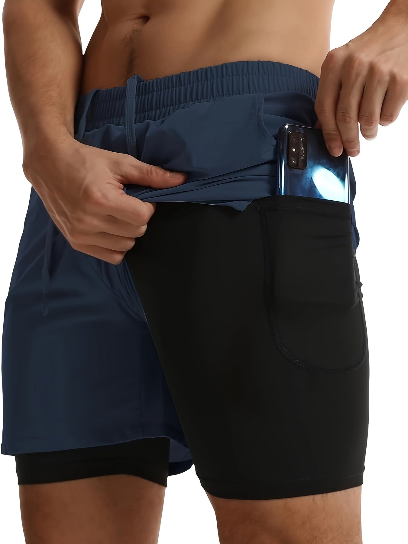 Mens Athletic Shorts 2-in-1 Gym Workout Running Shorts
