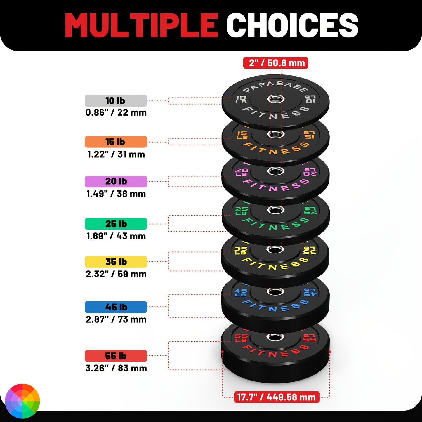 Papababe 110LB SET Bumper Plates