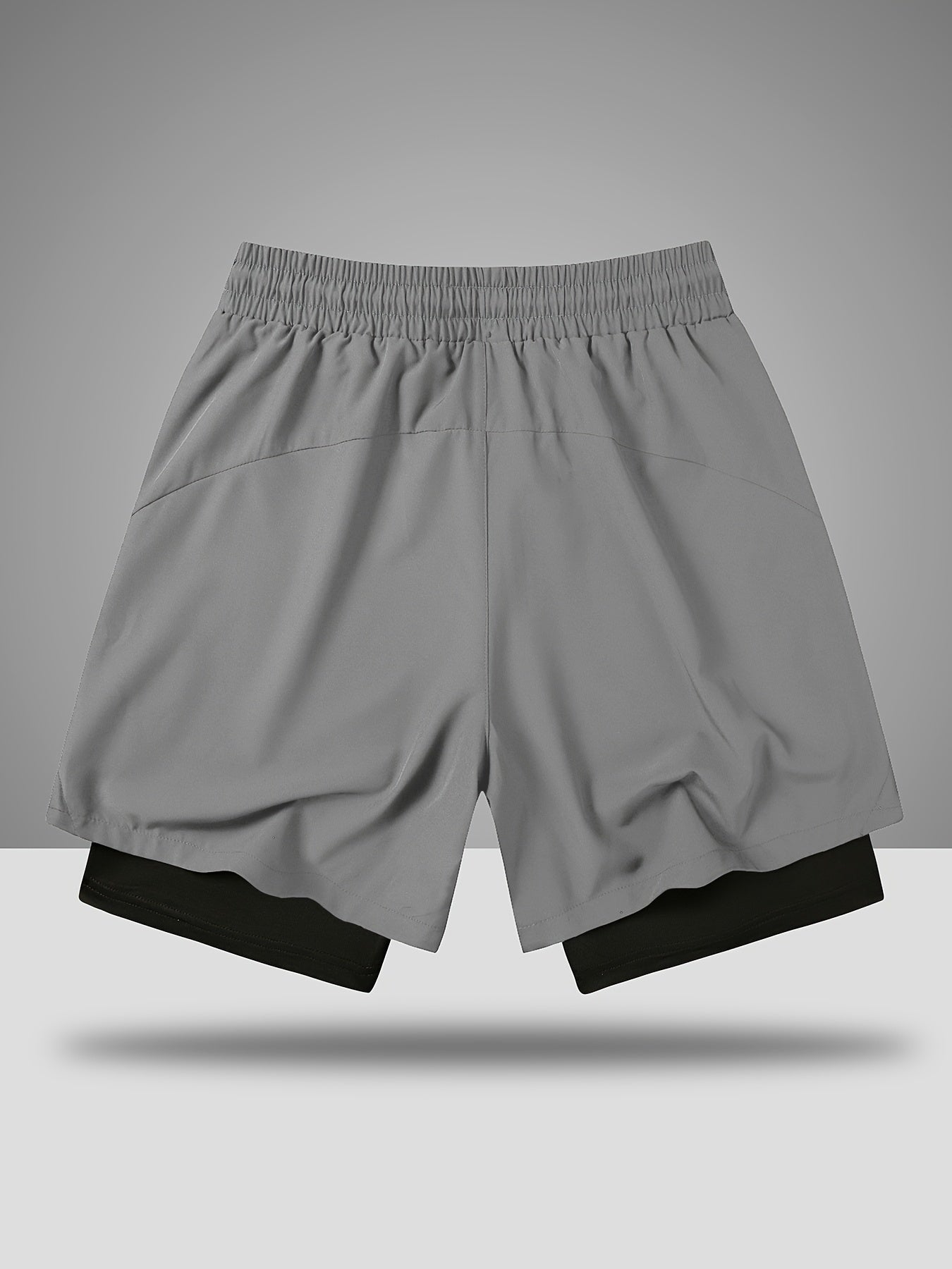 2-in-1 Double Layer Men's Alphabet Print Shorts With Drawstring,