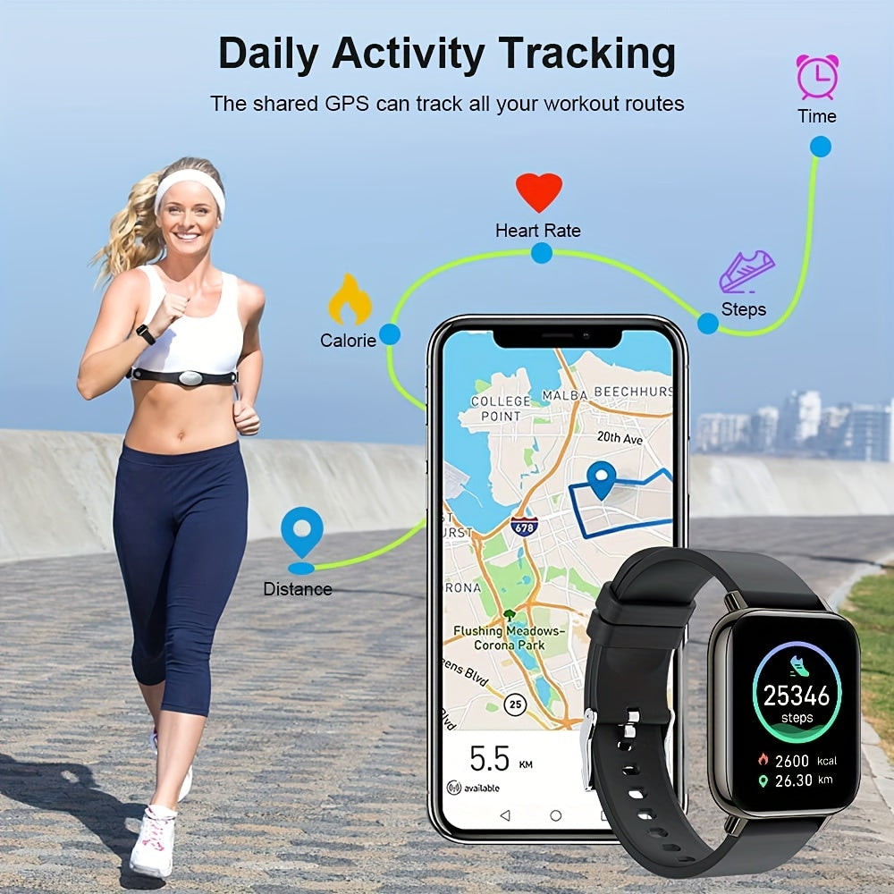 P32 Advanced Smartwatch - Unisex Fitness Tracker with Multi-Sport Modes, Heart Rate Monitoring, GPS, Notifications, and Compatibility with Android/iOS Smartphones for Men and Women