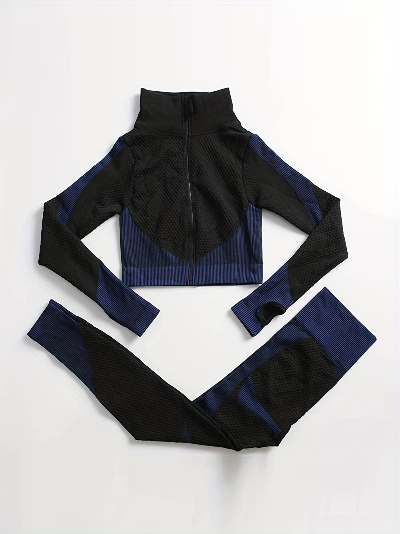 2 Pieces Quick-Drying Seamless Workout Set With Zip-Up Yoga Jacket And High-Waist Leggings