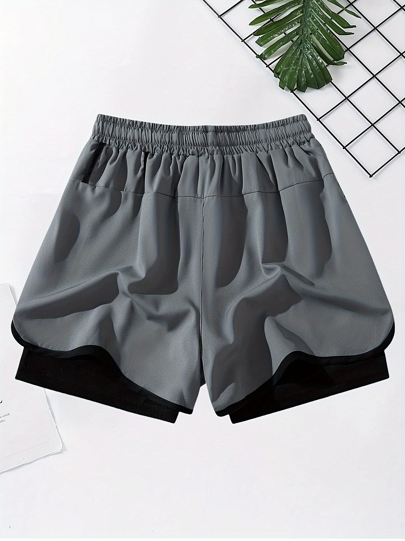 3 Pcs Men's Stylish Solid Two-Piece Drawstring Shorts with Pockets