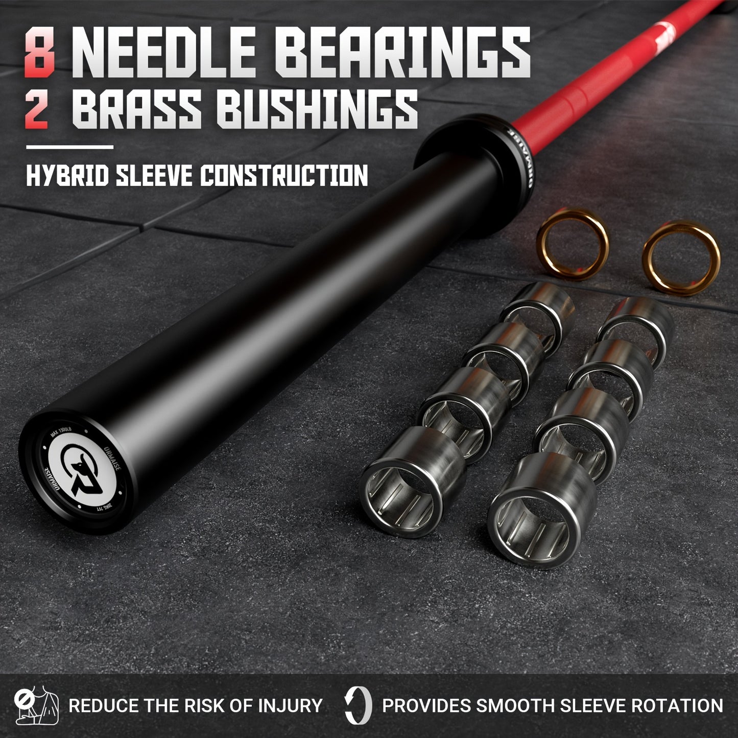 1500LBS Capacity 7ft Weight Barbell, 45lb Bar Fit 2" Standard Weights