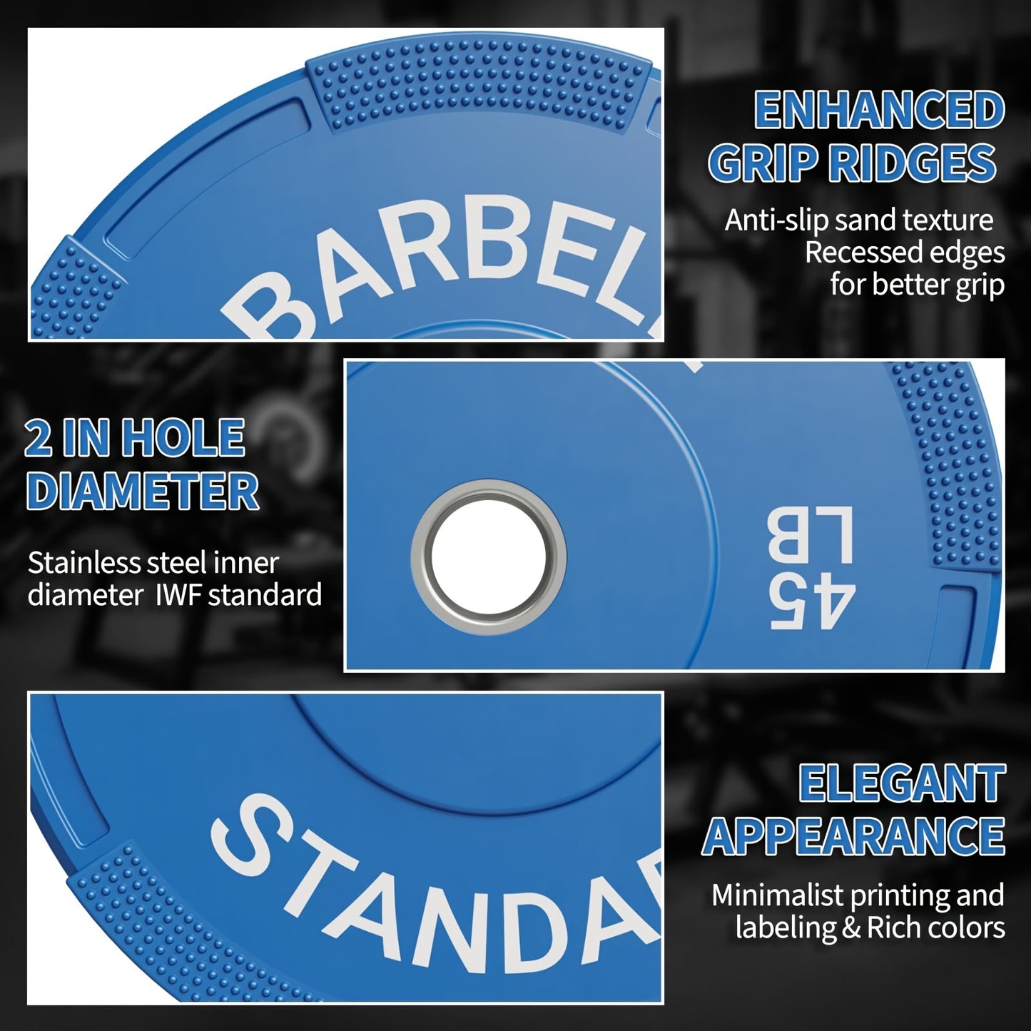 Bumper Plates, 2-Inch Weight Plates for Weight Lifting and Strength Training