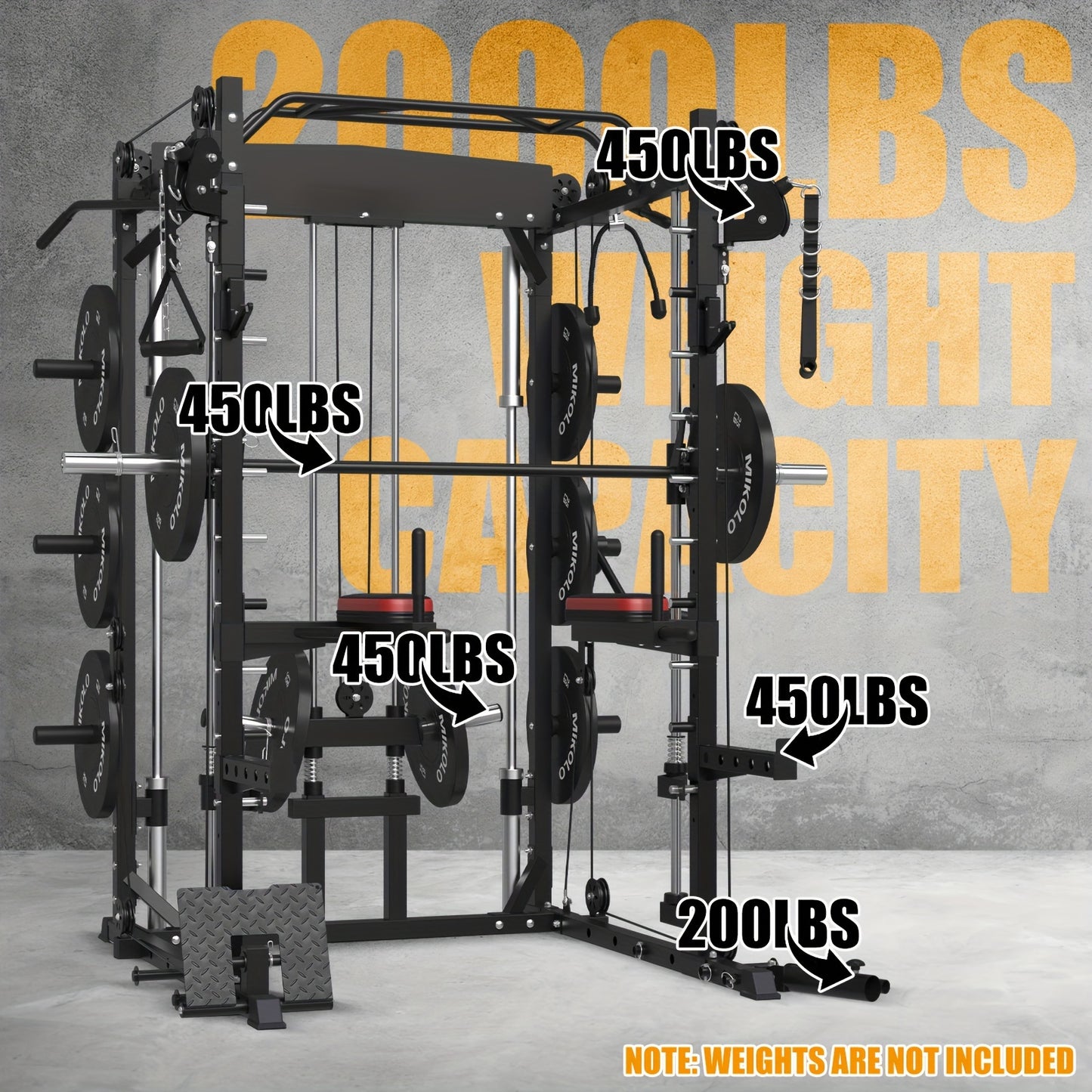 2000lbs Heavy-Duty Smith Machine Home Gym System