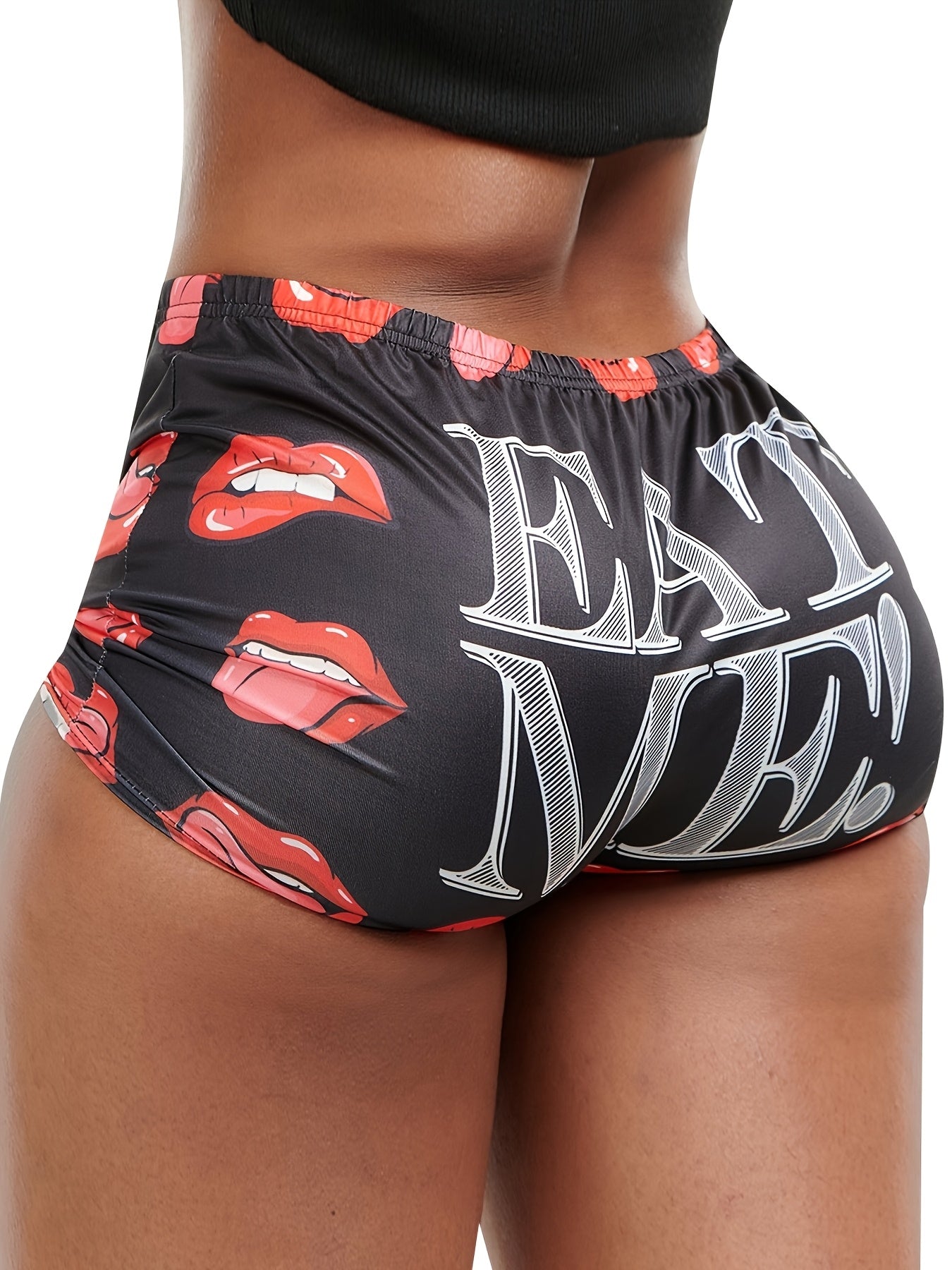 Women's Stretchy Letter Print Casual Shorts -