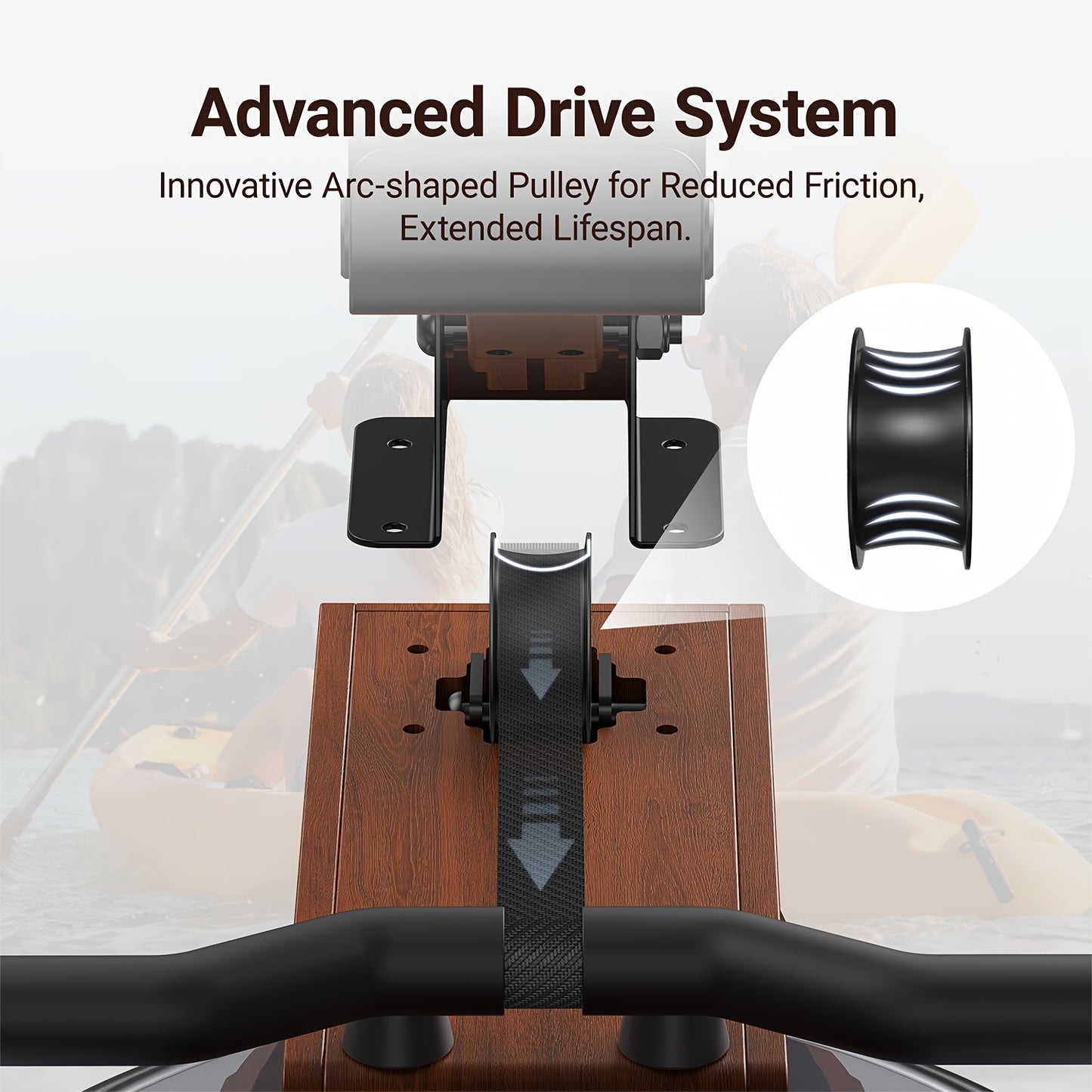 Luxury Water Rowing Machine - Solid Wood Construction, Professional Monitor, Wireless APP Connectivity, Upgraded Seat Cushion, 10-Minute Easy Assembly, 330lb Weight Capacity