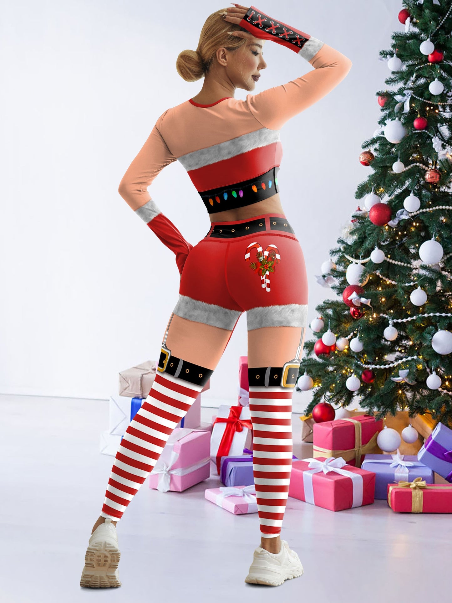 Women's Christmas Themed Sports Bra and Leggings Set