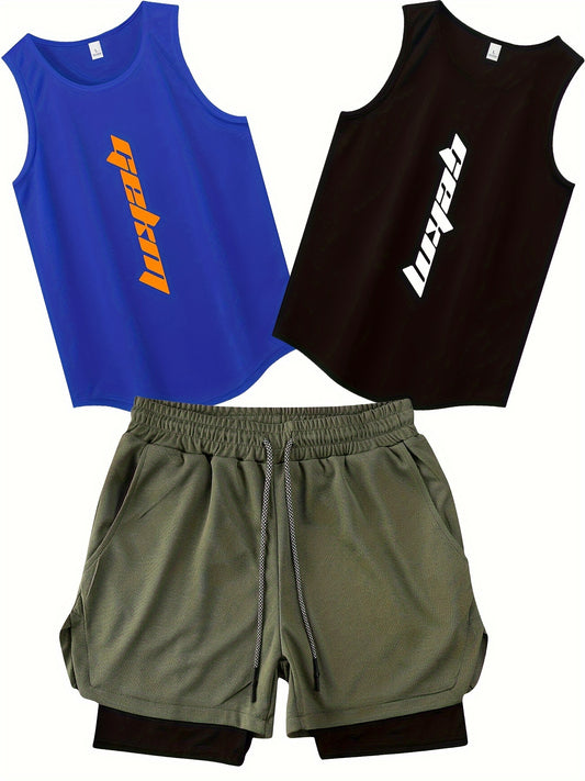 Men's Summer Fashion 3-pack Co Ord Set Of Sportswear