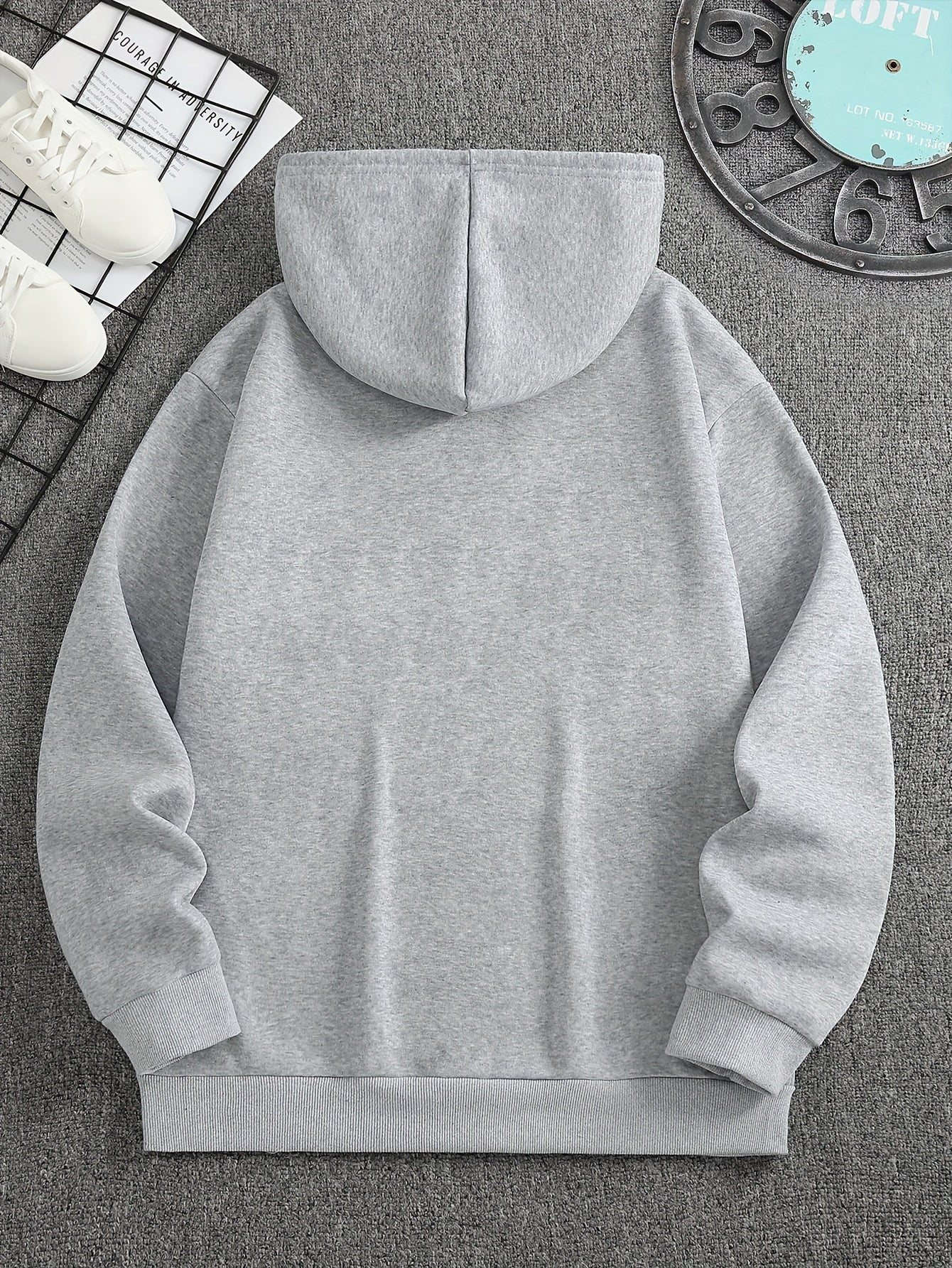 Men'S Casual Geometric Hoodie with Kangaroo Pocket