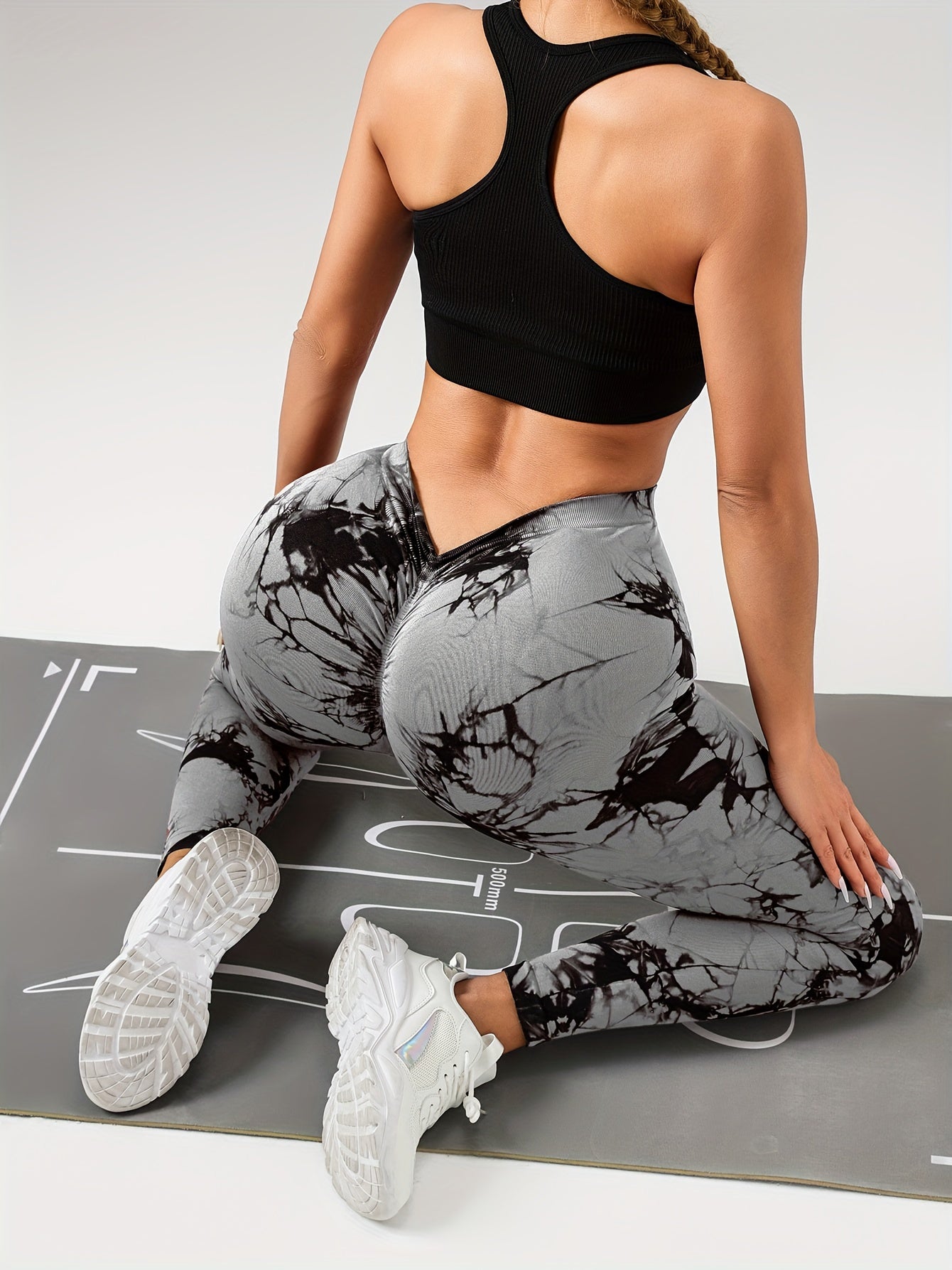 Sexy V-Waist Tie-Dye Women's Athletic Yoga Pants for Workout, Running and Outdoor Activities