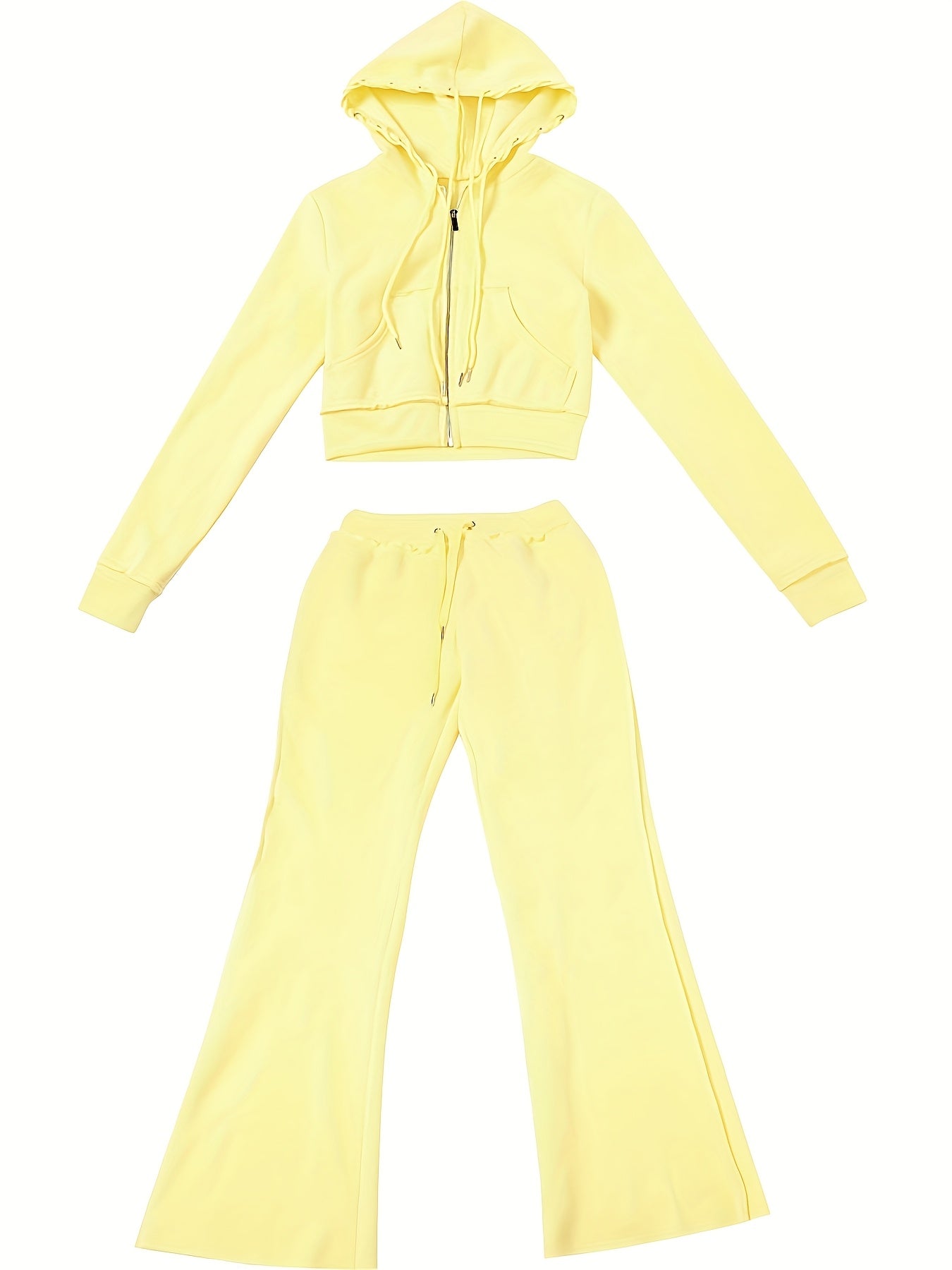 Sports Suit Short Zipper Women'S Sportswear Hoodie Flared Jogging Casual Pants