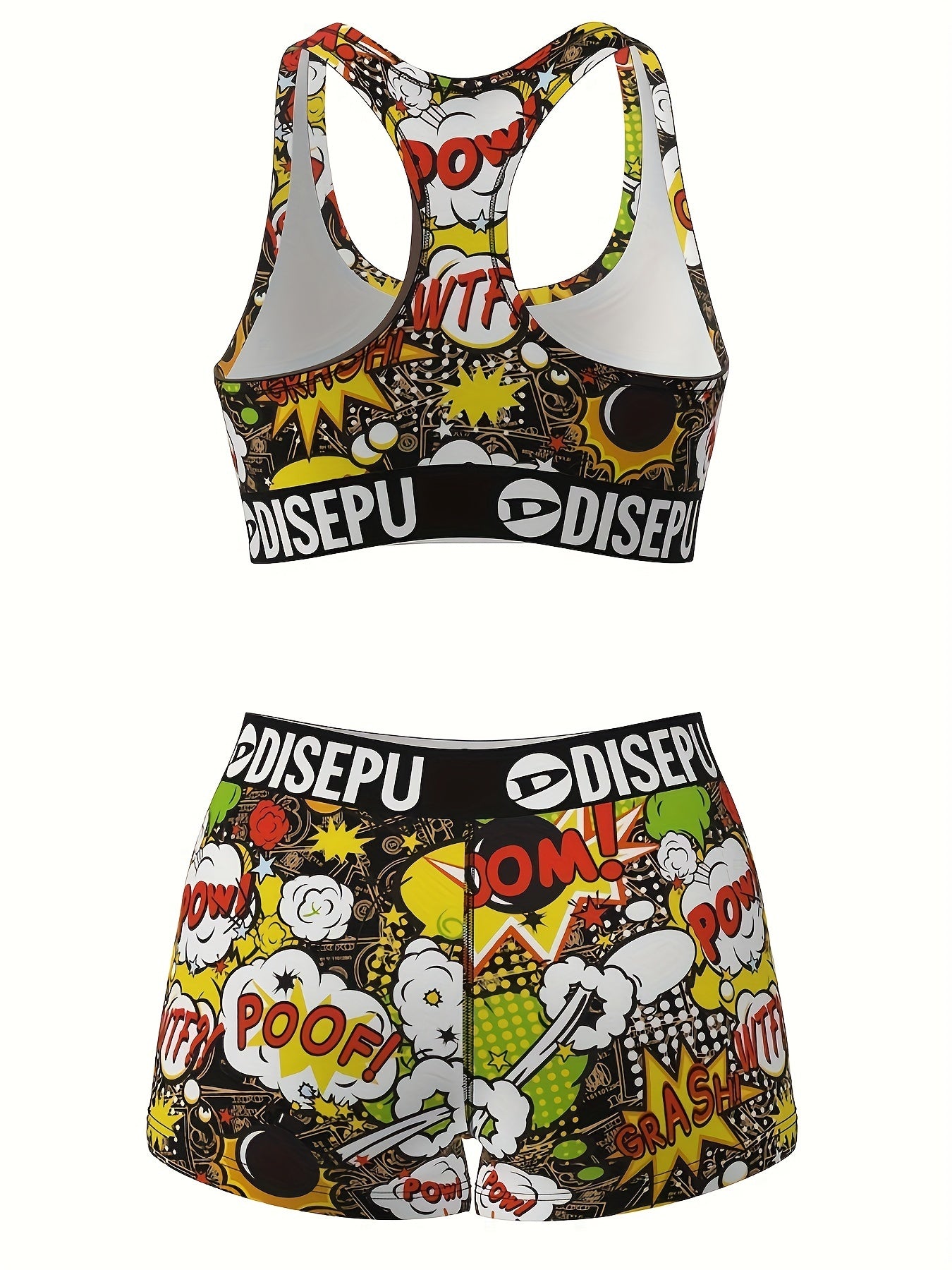 High Elastic, Breathable, Comfortable, Shockproof, Trendy Print, Cool Explosion Design, Sports Bra and Shorts