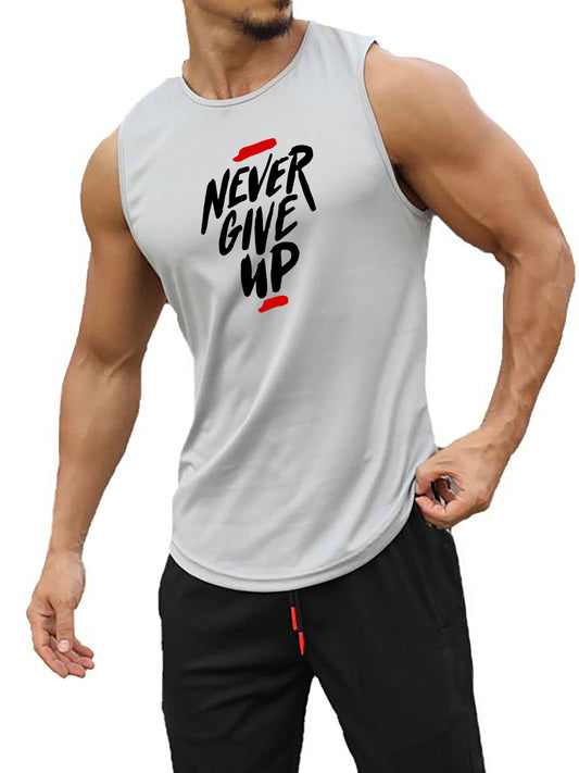 "Never Give Up" Print Comfy Breathable Tank Top,