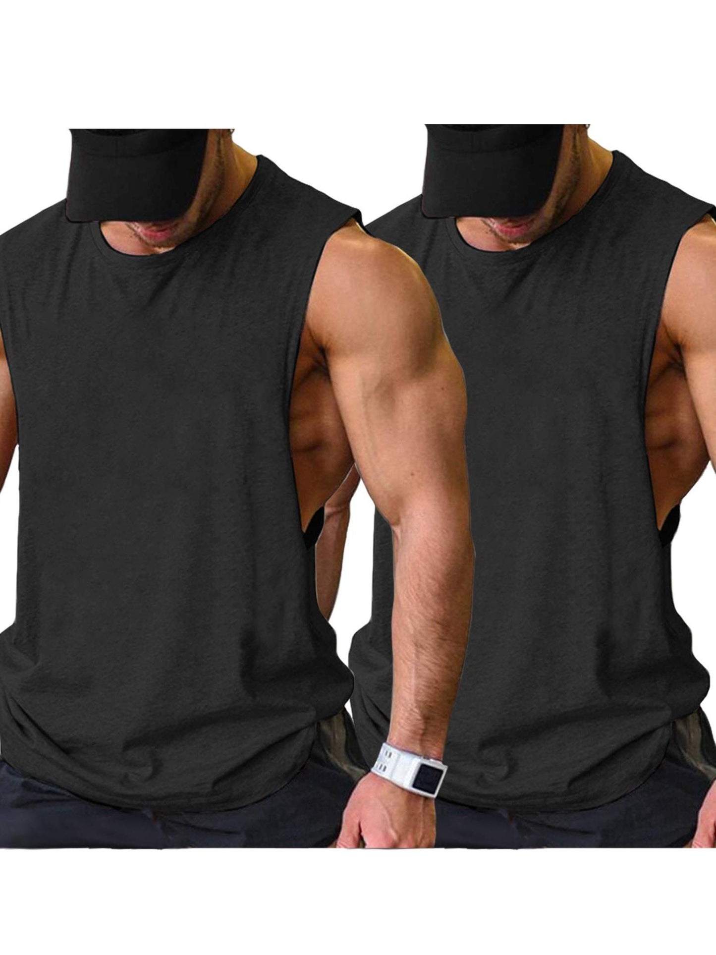 2 Pack Sleeveless Muscle Men Workout Tank Top Gym Bodybuilding T Shirts