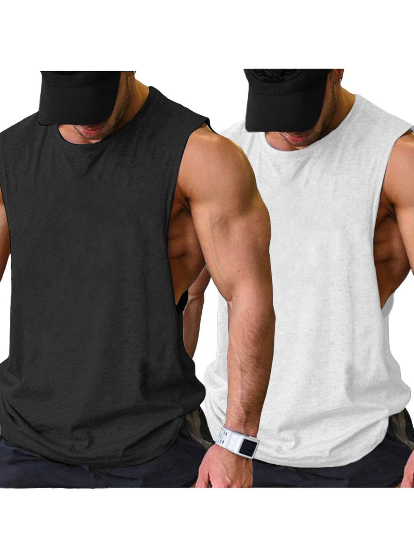 2 Pack Sleeveless Muscle Men Workout Tank Top Gym Bodybuilding T Shirts