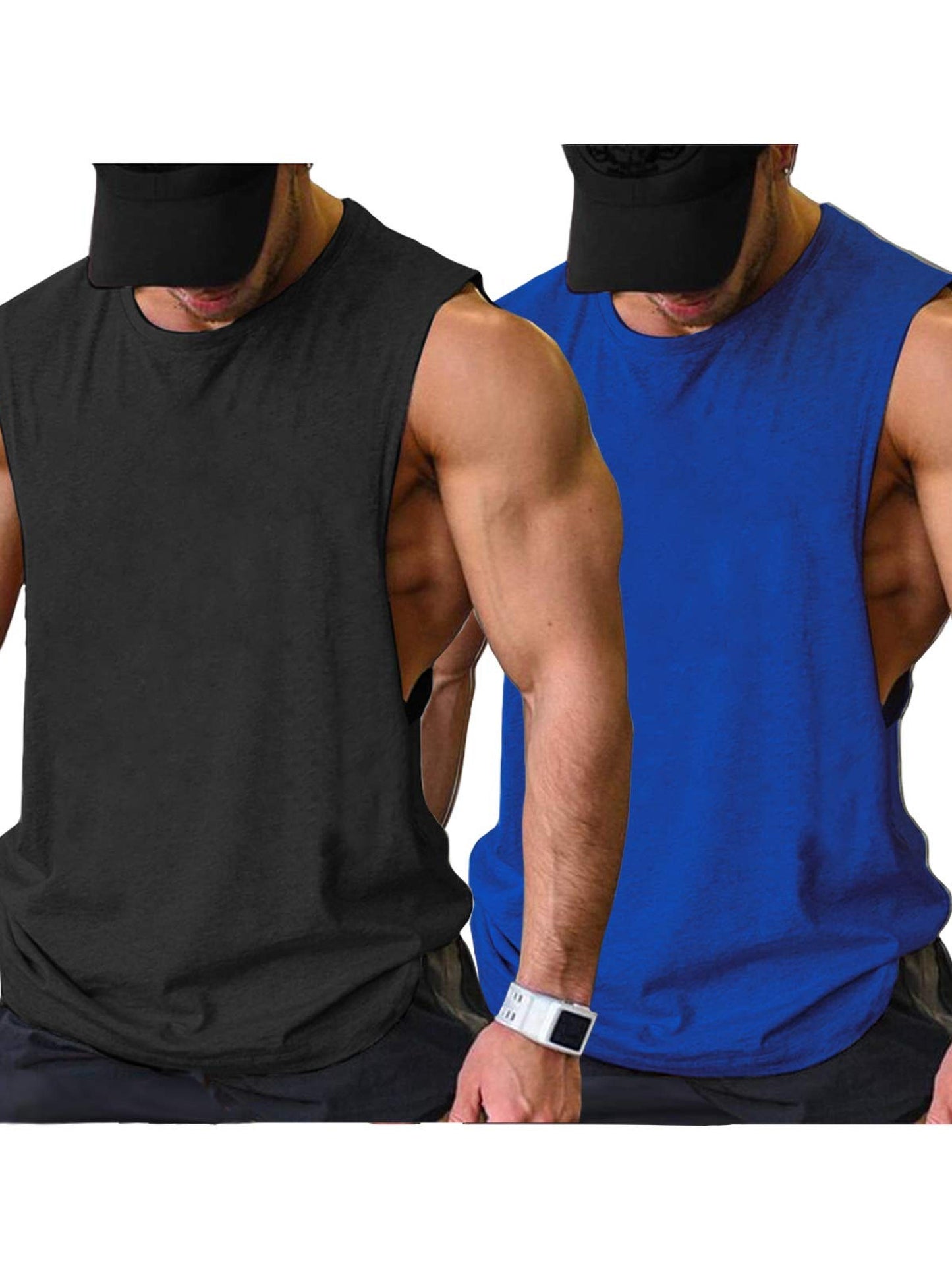 2 Pack Sleeveless Muscle Men Workout Tank Top Gym Bodybuilding T Shirts