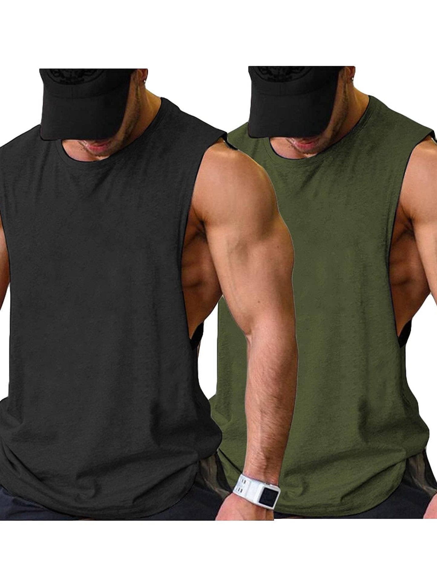 2 Pack Sleeveless Muscle Men Workout Tank Top Gym Bodybuilding T Shirts