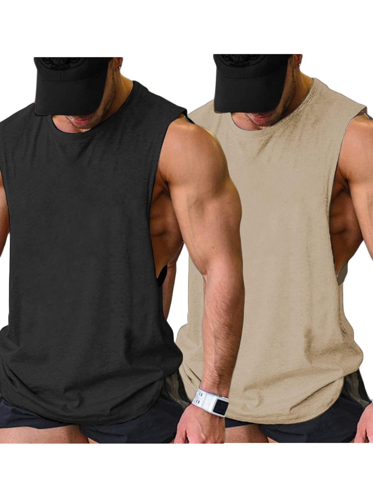 2 Pack Sleeveless Muscle Men Workout Tank Top Gym Bodybuilding T Shirts