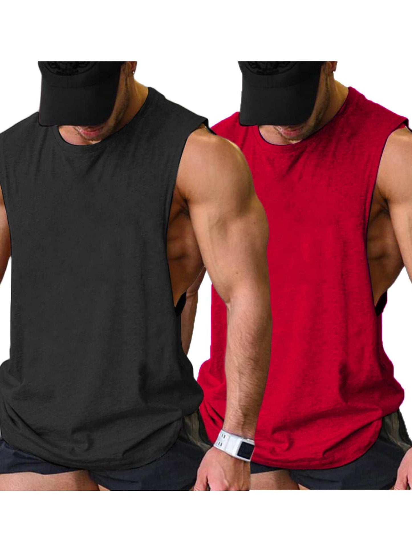 2 Pack Sleeveless Muscle Men Workout Tank Top Gym Bodybuilding T Shirts