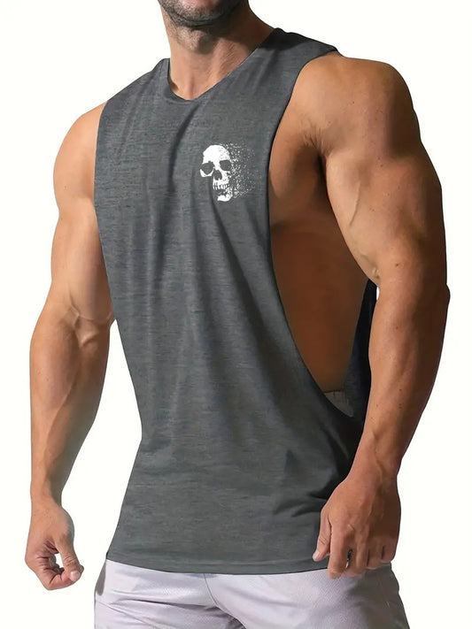 Skull Print Tank Top Summer Fitness
