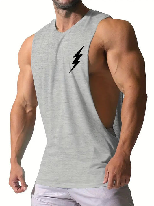 Lighting Print Tank Top Summer Fitness Muscle