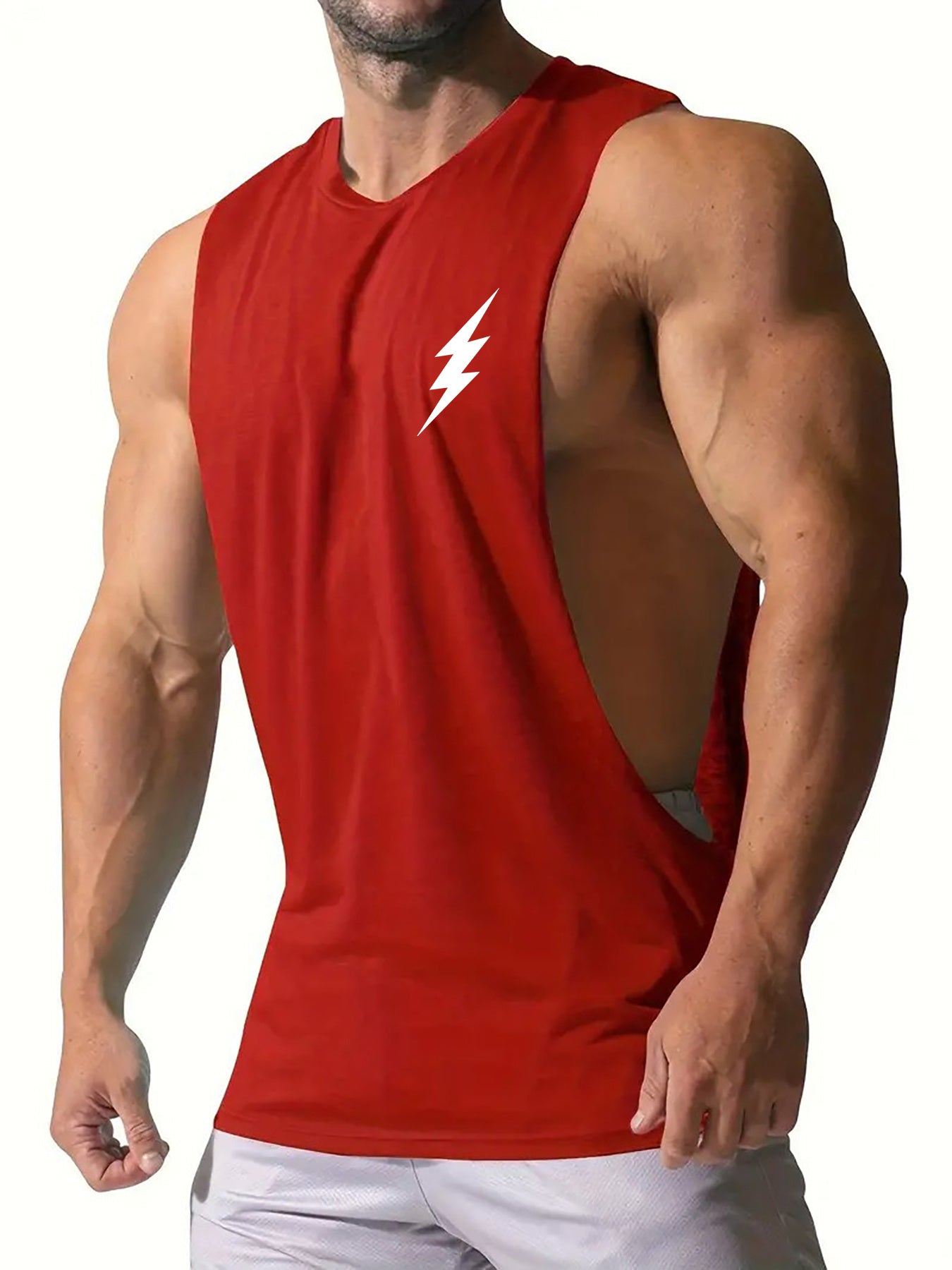 Lighting Print Tank Top Summer Fitness Muscle