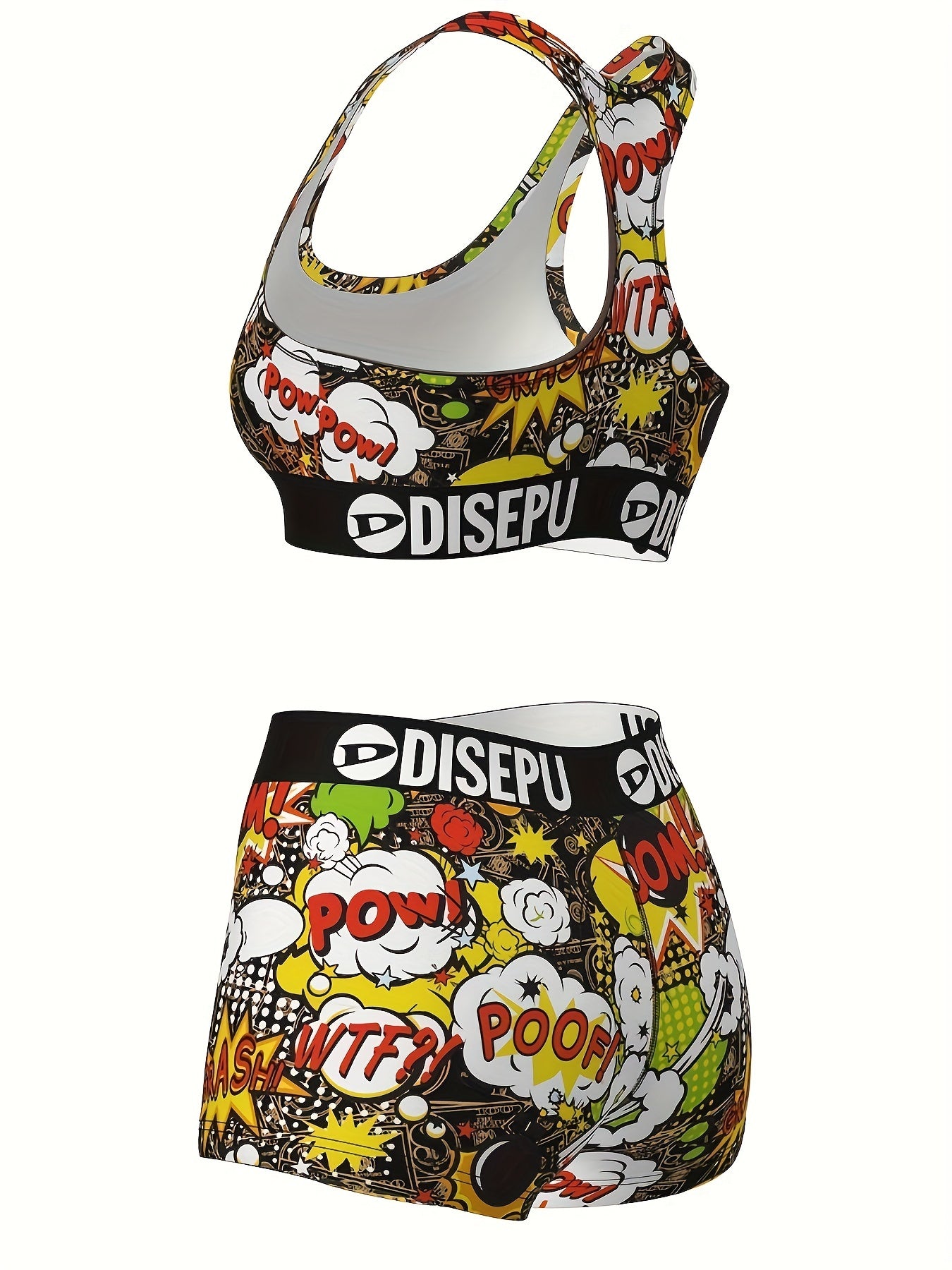 High Elastic, Breathable, Comfortable, Shockproof, Trendy Print, Cool Explosion Design, Sports Bra and Shorts