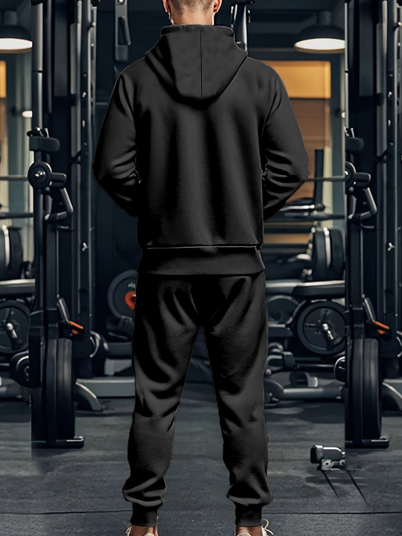 2-piece Solid Color Men's Athletic Tracksuit Set
