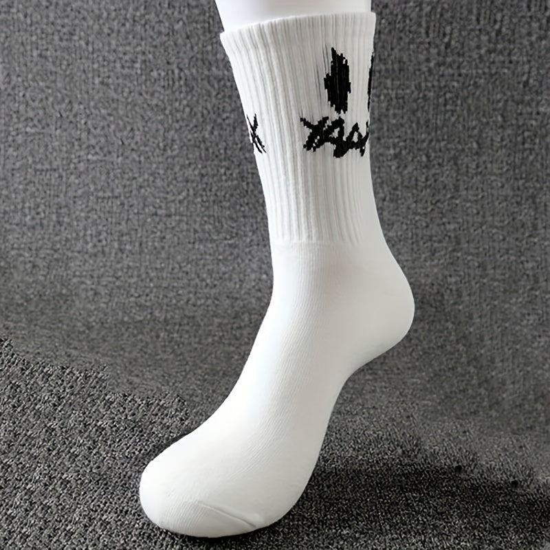 5 or 10 Pairs of Comfy Knit Graffiti Crew Socks