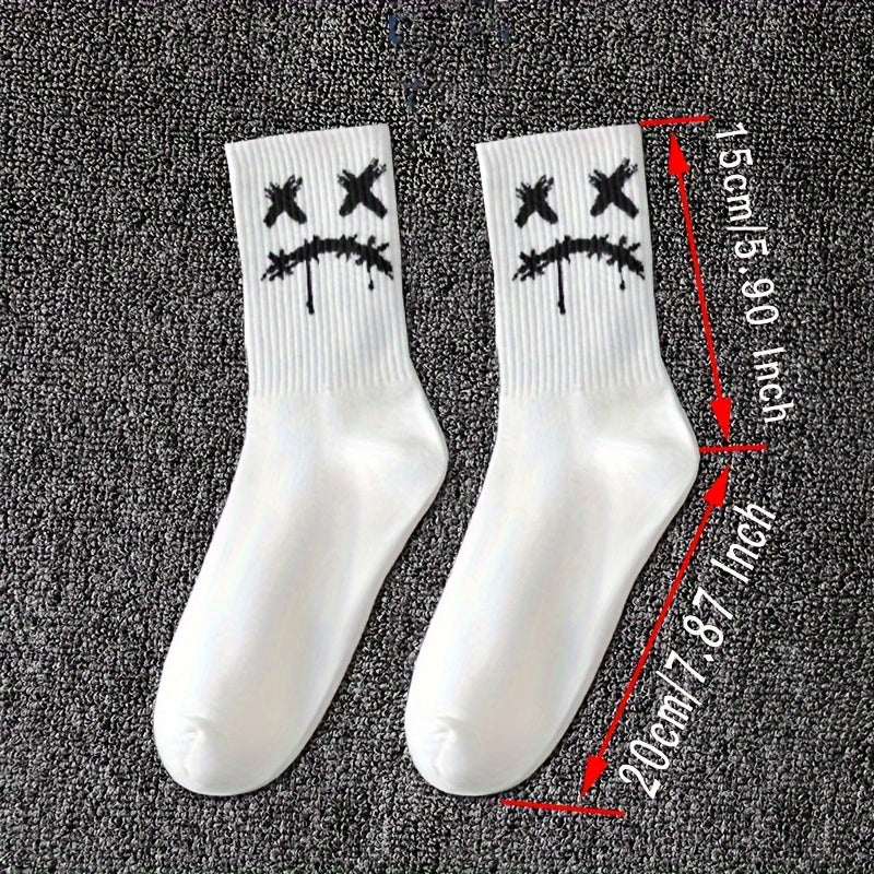 5 or 10 Pairs of Comfy Knit Graffiti Crew Socks