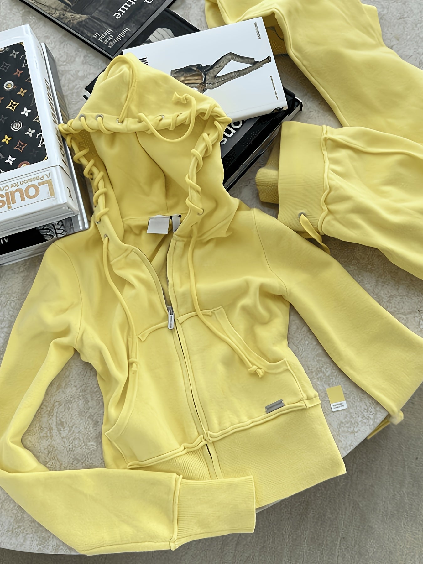 Sports Suit Short Zipper Women'S Sportswear Hoodie Flared Jogging Casual Pants