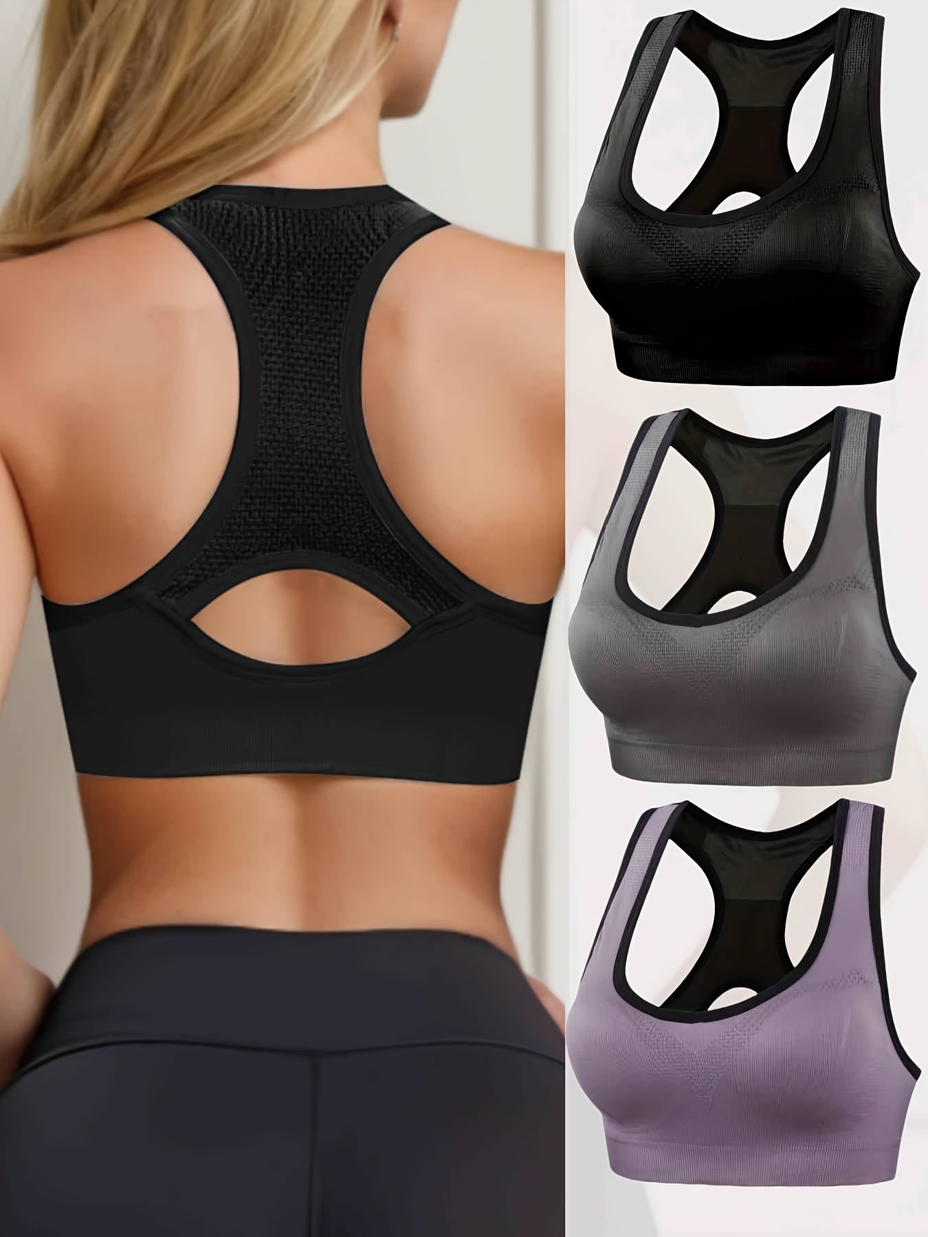 Simple Seamless Solid Hollow Out Tank Sports Bra