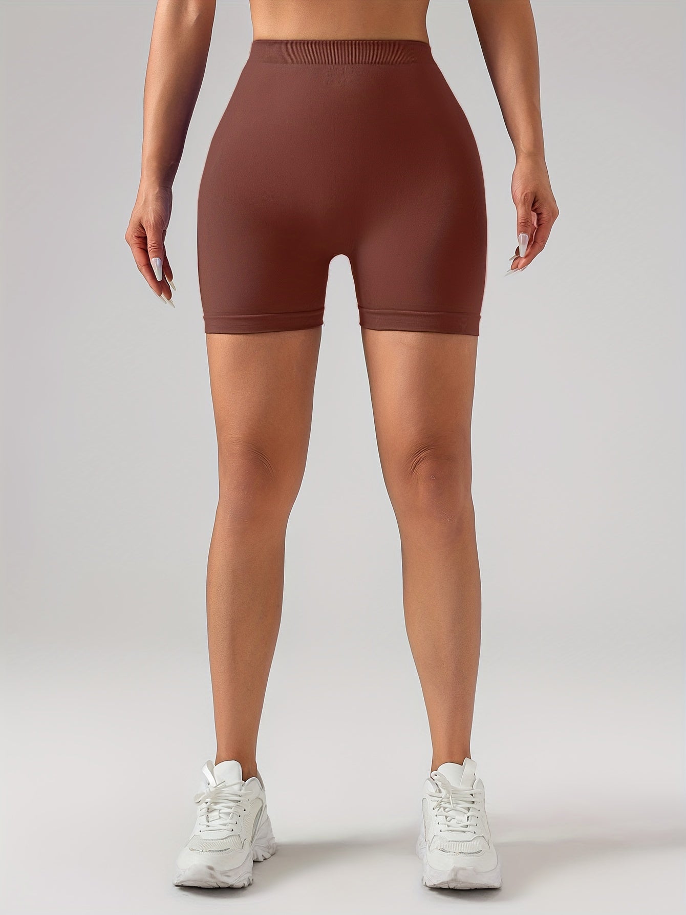Female V-shape Waist Scrunch Elastic Tight High-rise Shorts,