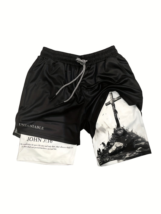 2 In 1 Compression Shorts Cross Fashion Short