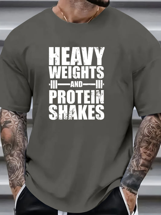 Plus Size Men's "Heavy Weights" Graphic Print T-shirt