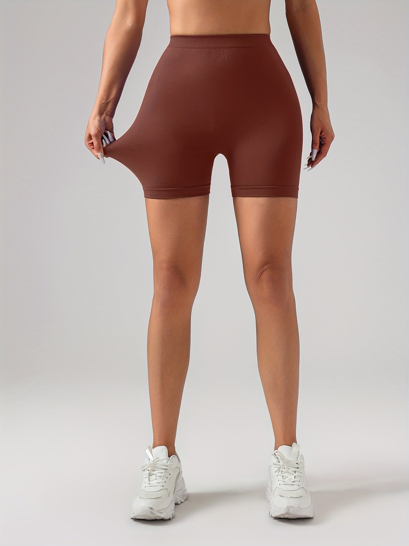 Female V-shape Waist Scrunch Elastic Tight High-rise Shorts,