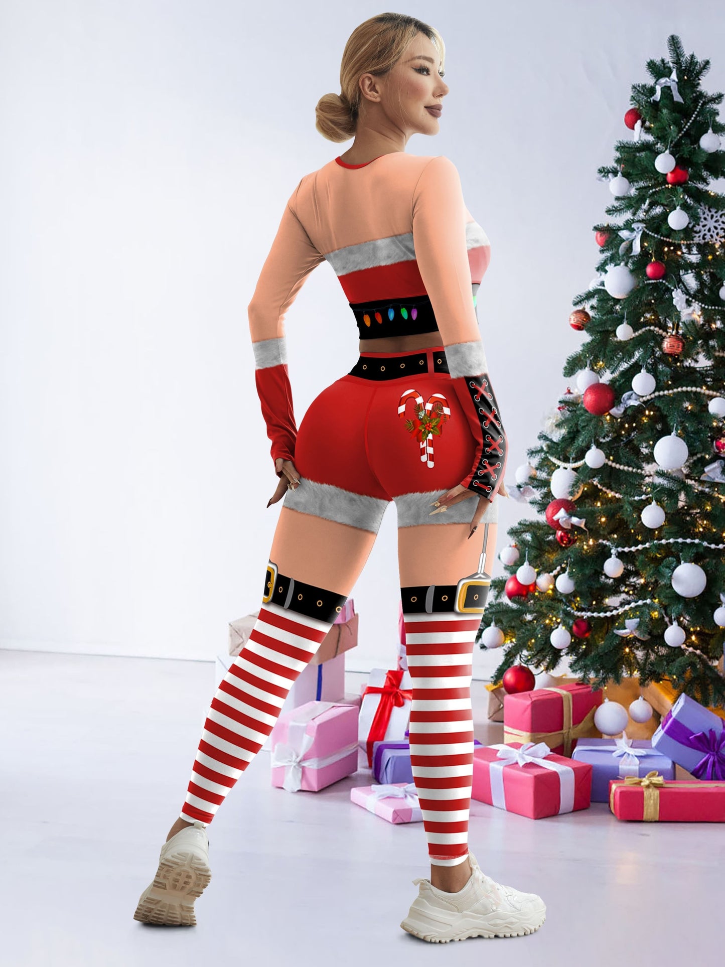 Women's Christmas Themed Sports Bra and Leggings Set