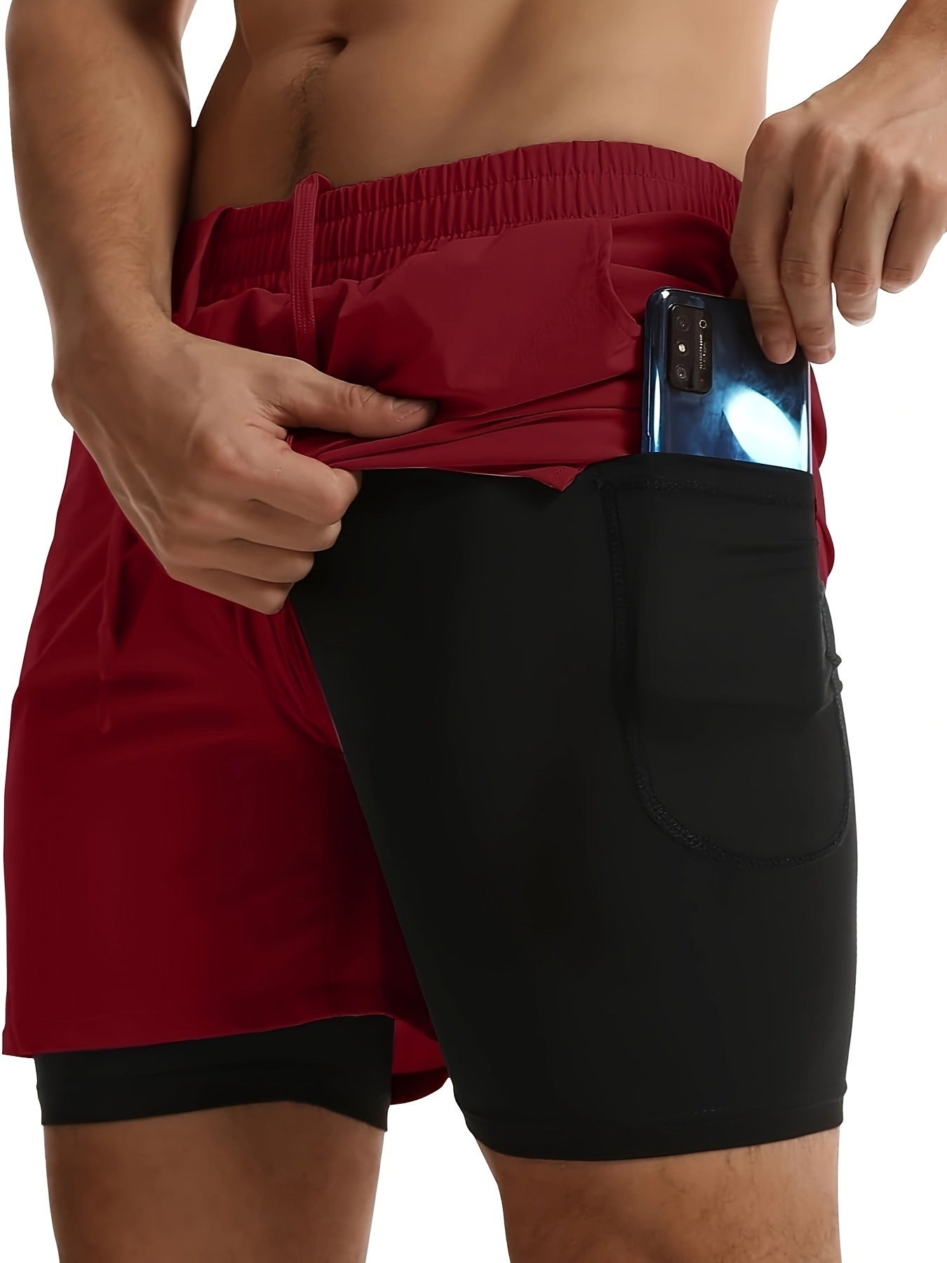 Mens Athletic Shorts 2-in-1 Gym Workout Running Shorts