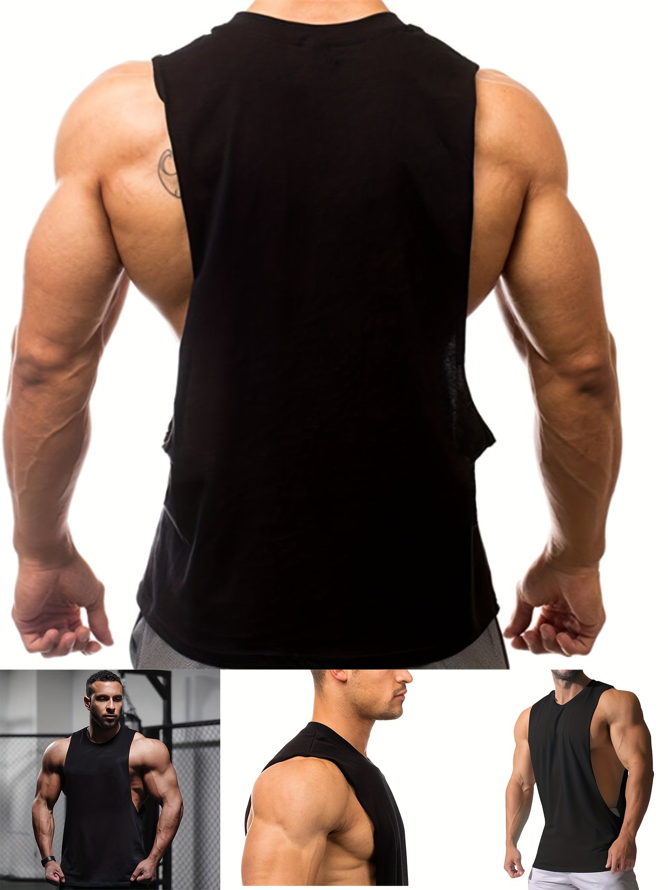 100% Cotton Mens Loose-Fit Solid Tank Top