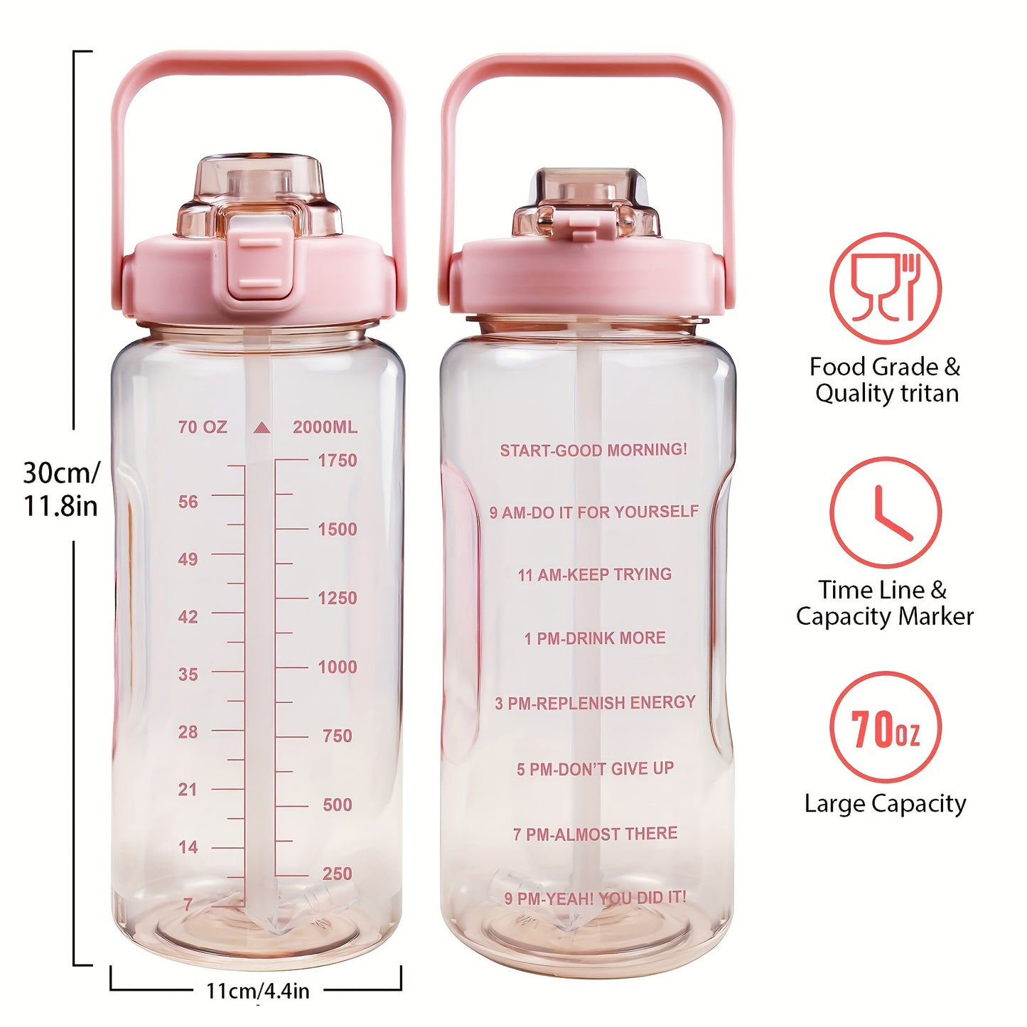 1pc Leakproof Insulated Water Bottle with Straw & Chug Lid