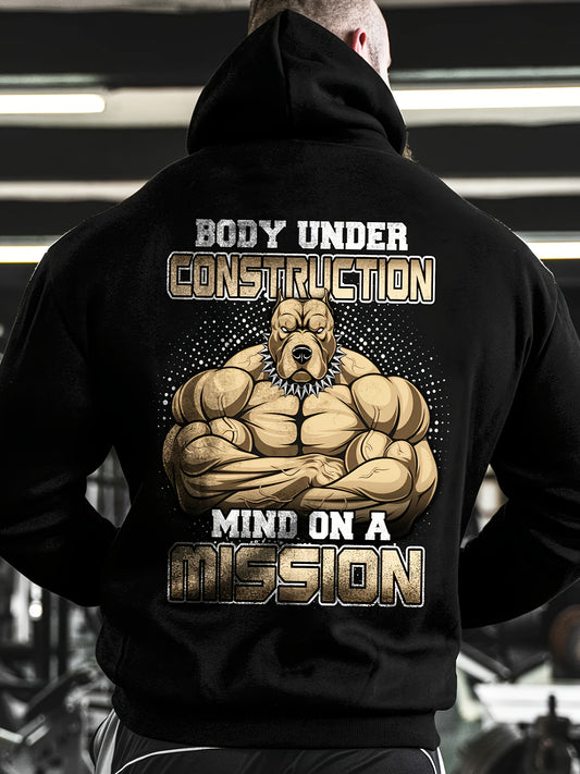 1pc Men'S Polyester Hoodie with Muscle Portrait