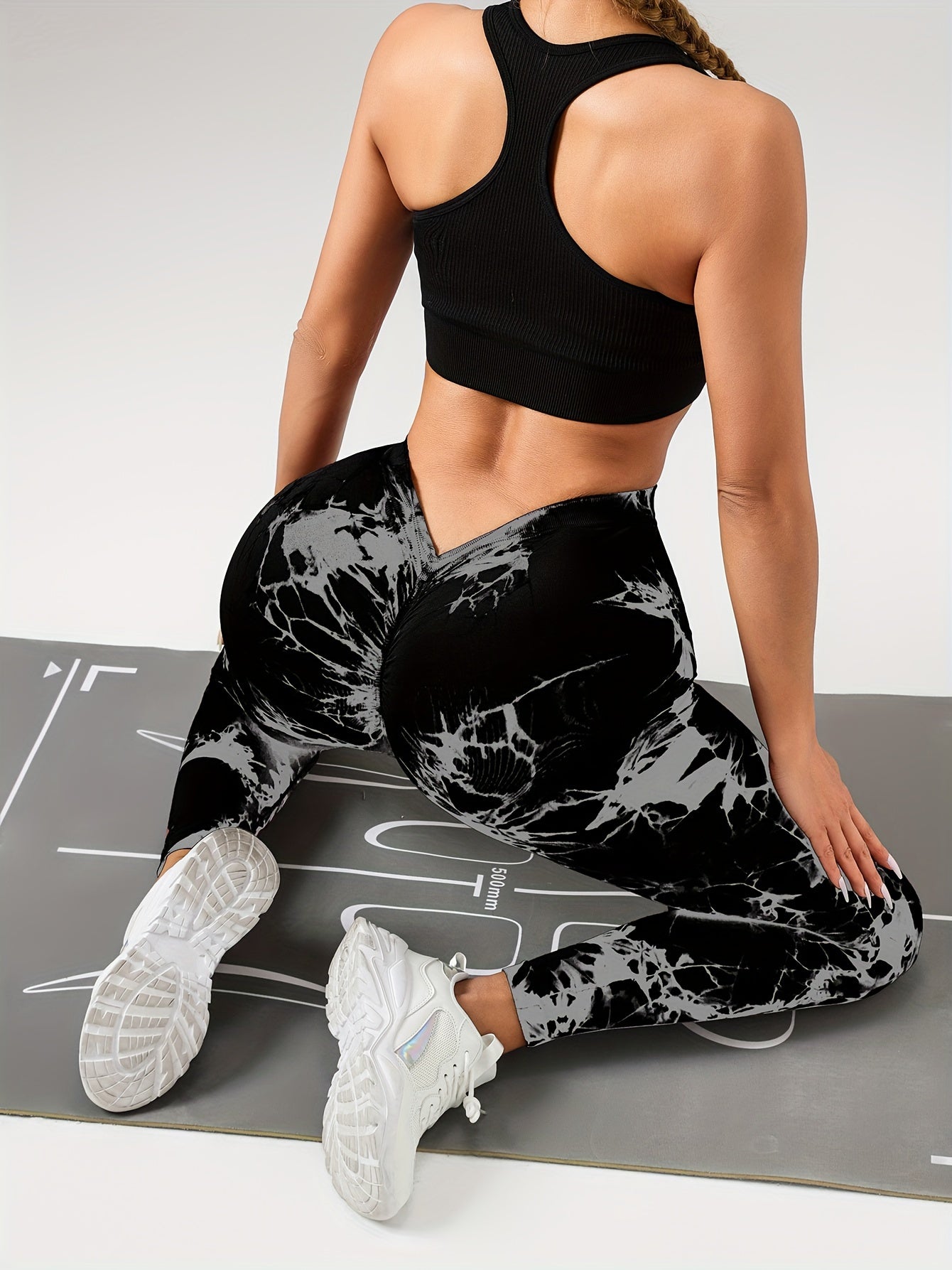 Sexy V-Waist Tie-Dye Women's Athletic Yoga Pants for Workout, Running and Outdoor Activities