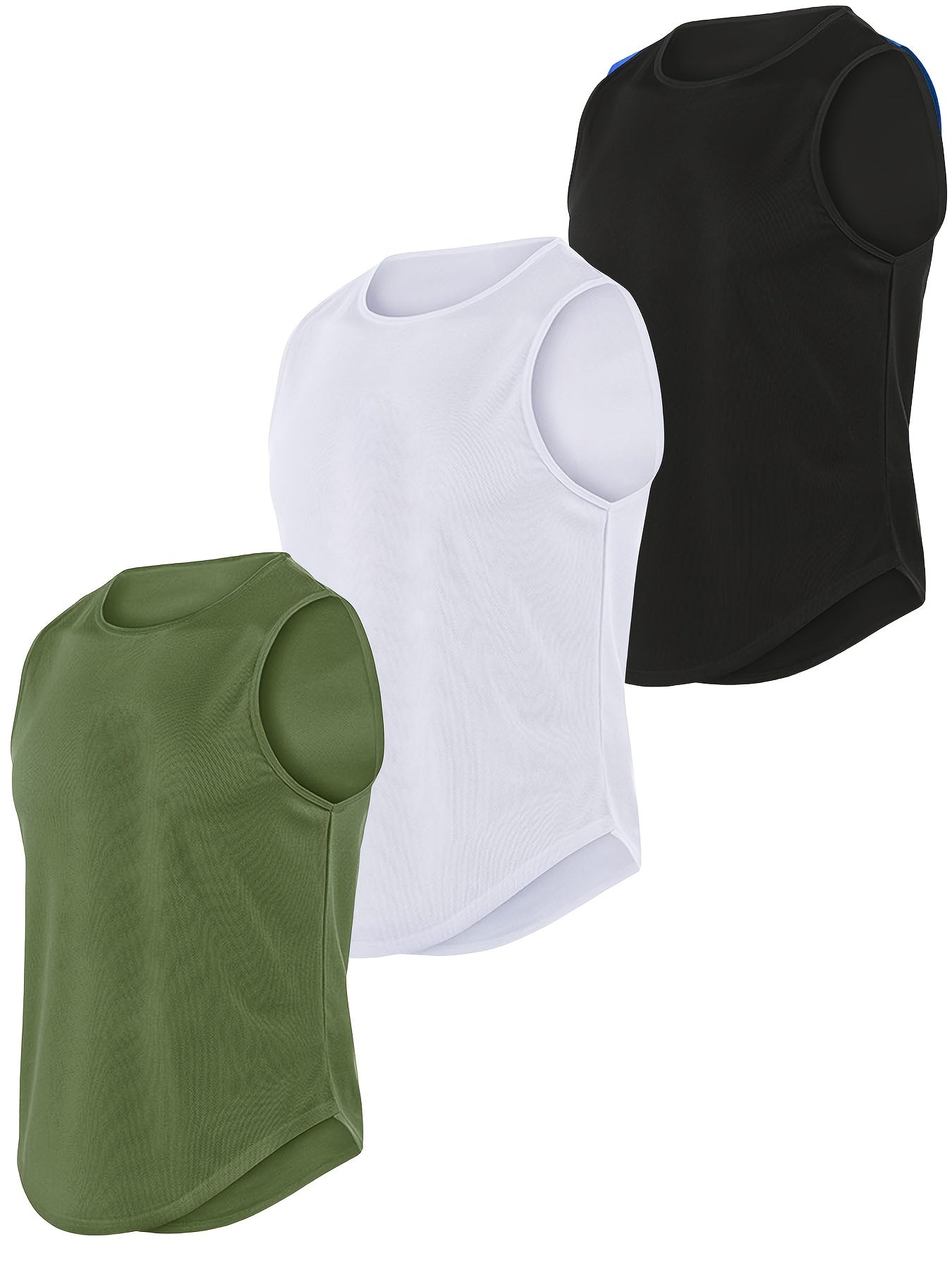 3pcs Comfy Breathable Letter Print Men's Tank Tops