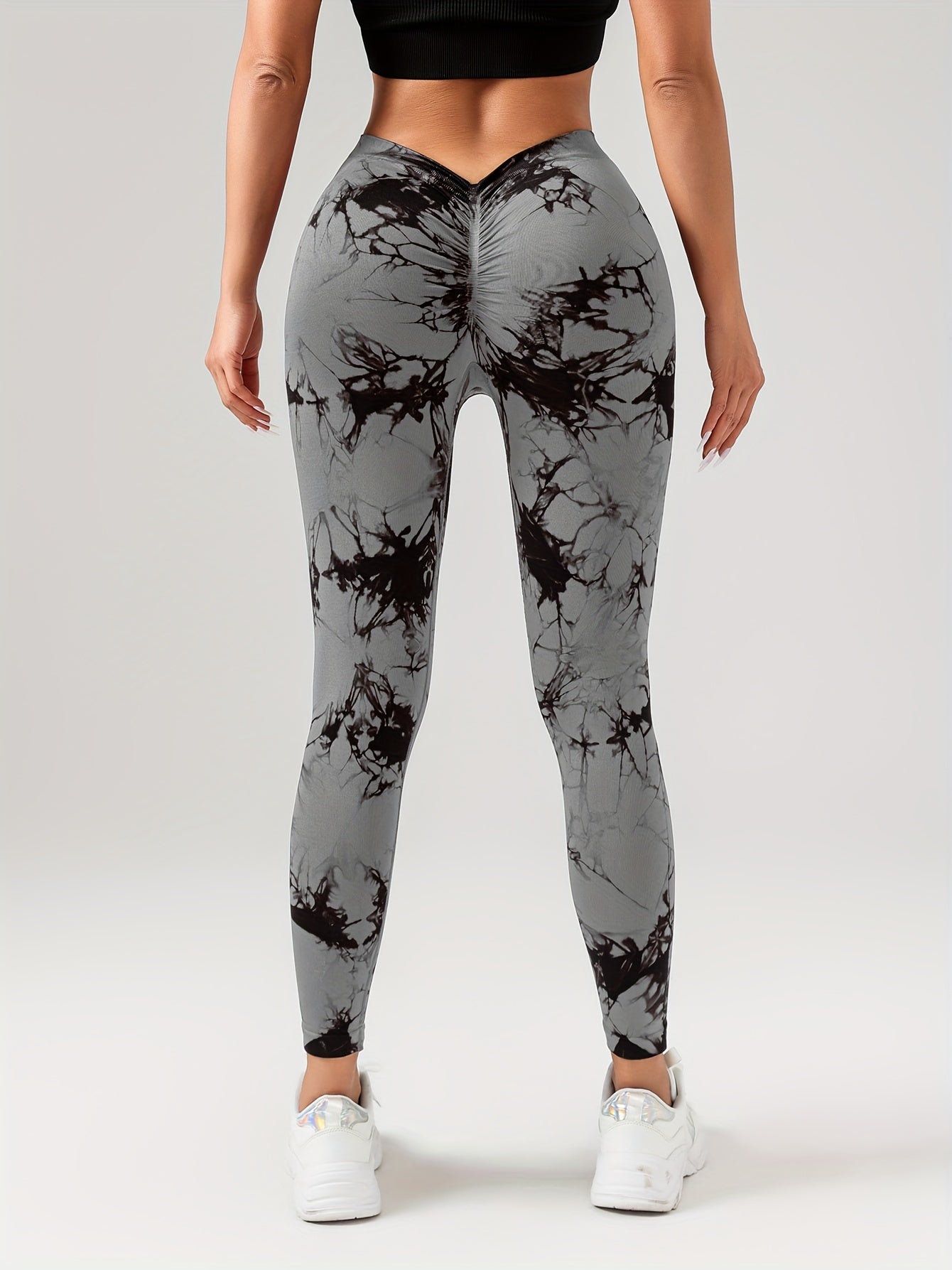 Sexy V-Waist Tie-Dye Women's Athletic Yoga Pants for Workout, Running and Outdoor Activities