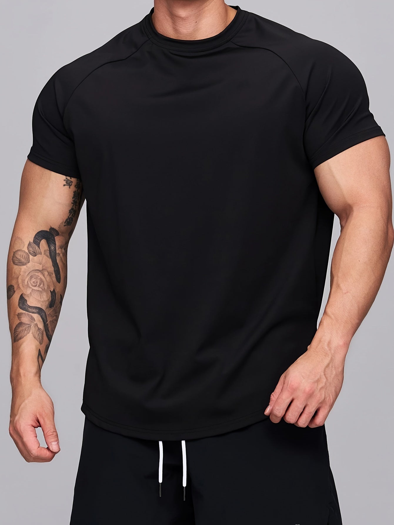 Stretchy Fashion Tee - Moisture-Wicking, Quick-Drying, Round Neck
