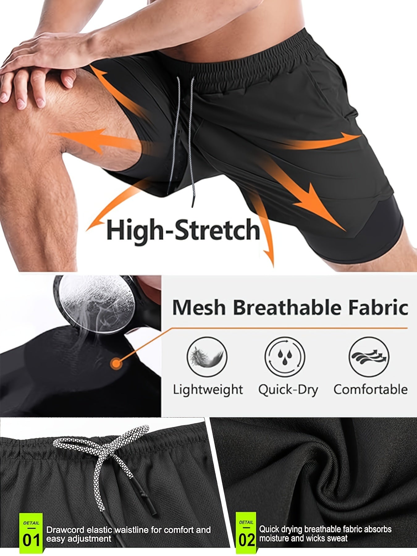 4-Pack Men's Compression Sports Shorts with Pockets