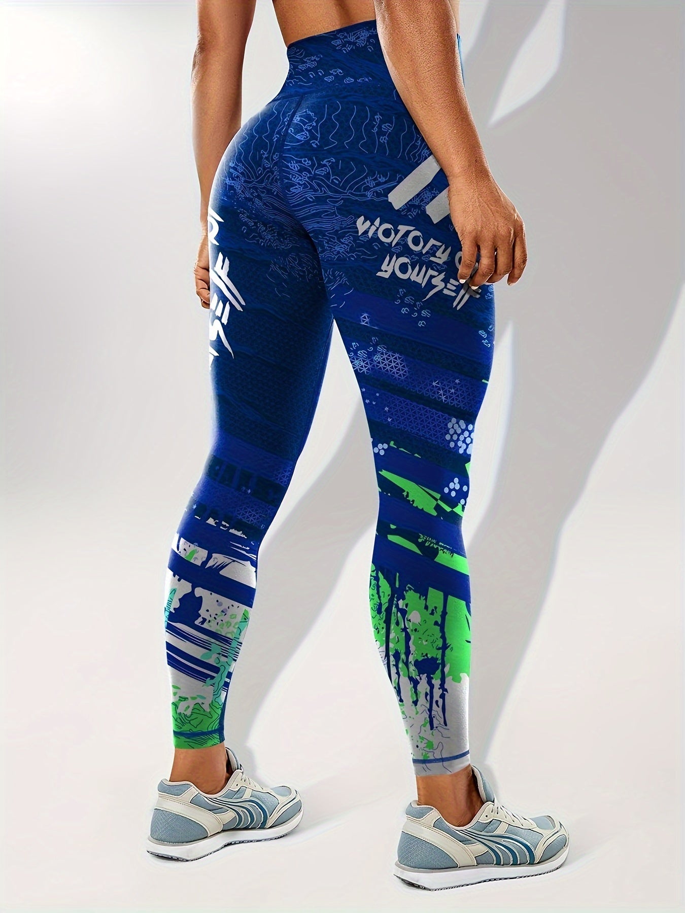 Seamless Slim Fit Fashion Color Block Print Yoga Tight Pants