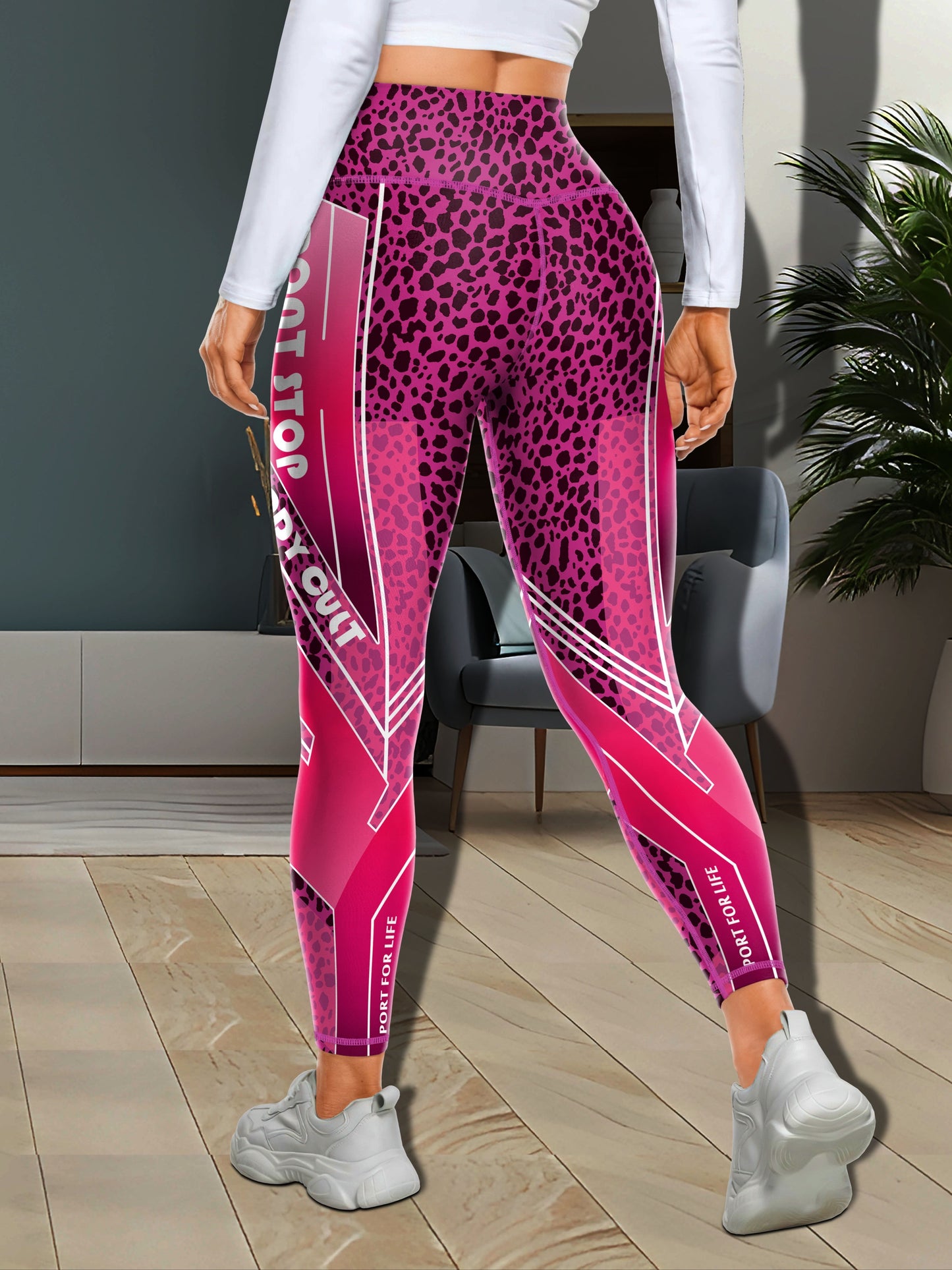 Seamless Slim Fit Fashion Color Block Print Yoga Tight Pants